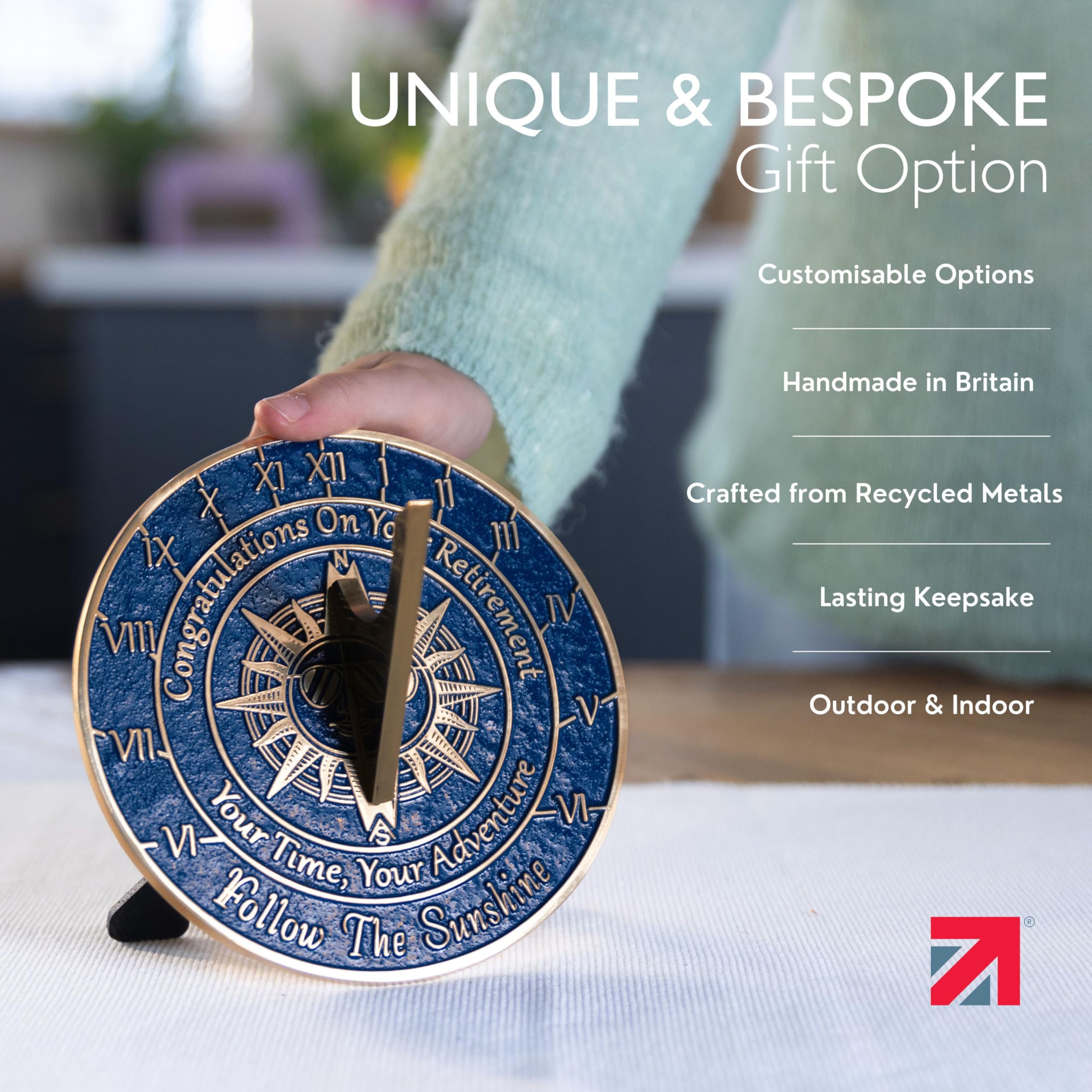 The Metal Foundry Retirement Gift for Women, Men & Colleagues – Commemorative Goodbye Keepsake Sundial, Handcrafted Solid Brass Sign, Custom Funny Gift for Office. Follow The Sunshine