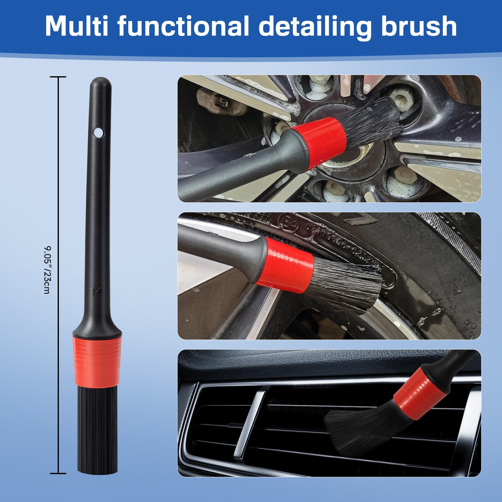 Kit de cepillo de limpieza de neumáticos para ruedas, coches, motocicletas, remolques, camiones, cubo de llanta de microfibra ultrasuave 360, juego de cerdas sintéticas plegables para lavar