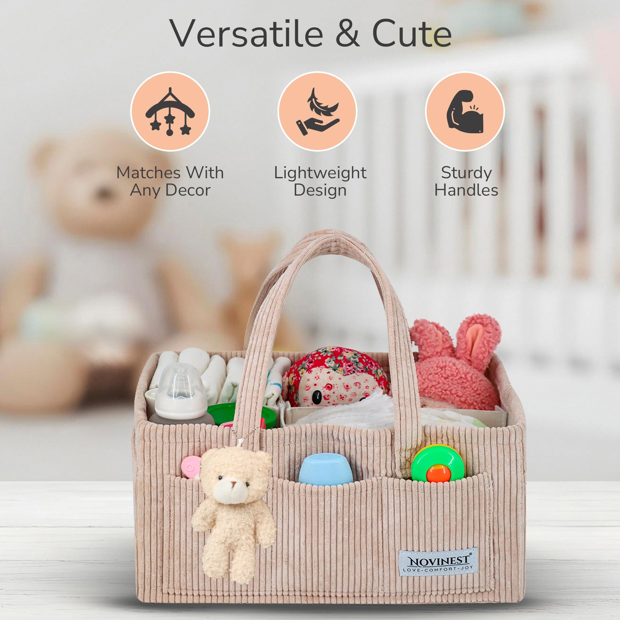 Novinest Nappy Caddy Organizer, Newborn Essentials & Car Diaper Caddy - Image 3