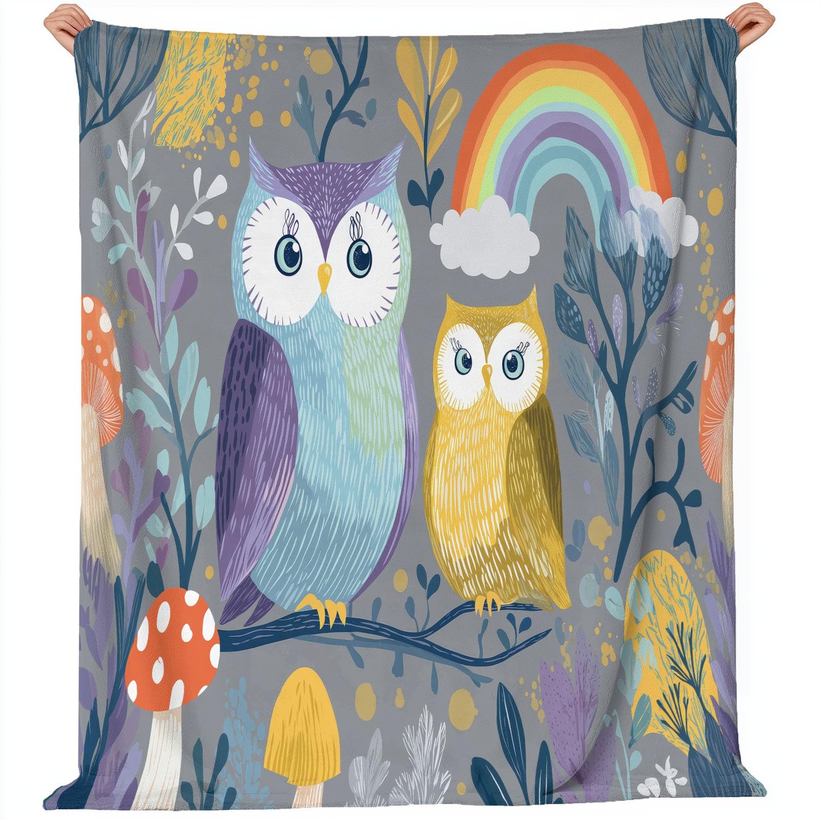 Couverture polaire moelleuse hibou pour réchauffer vos soirées cocooning sur le canapé