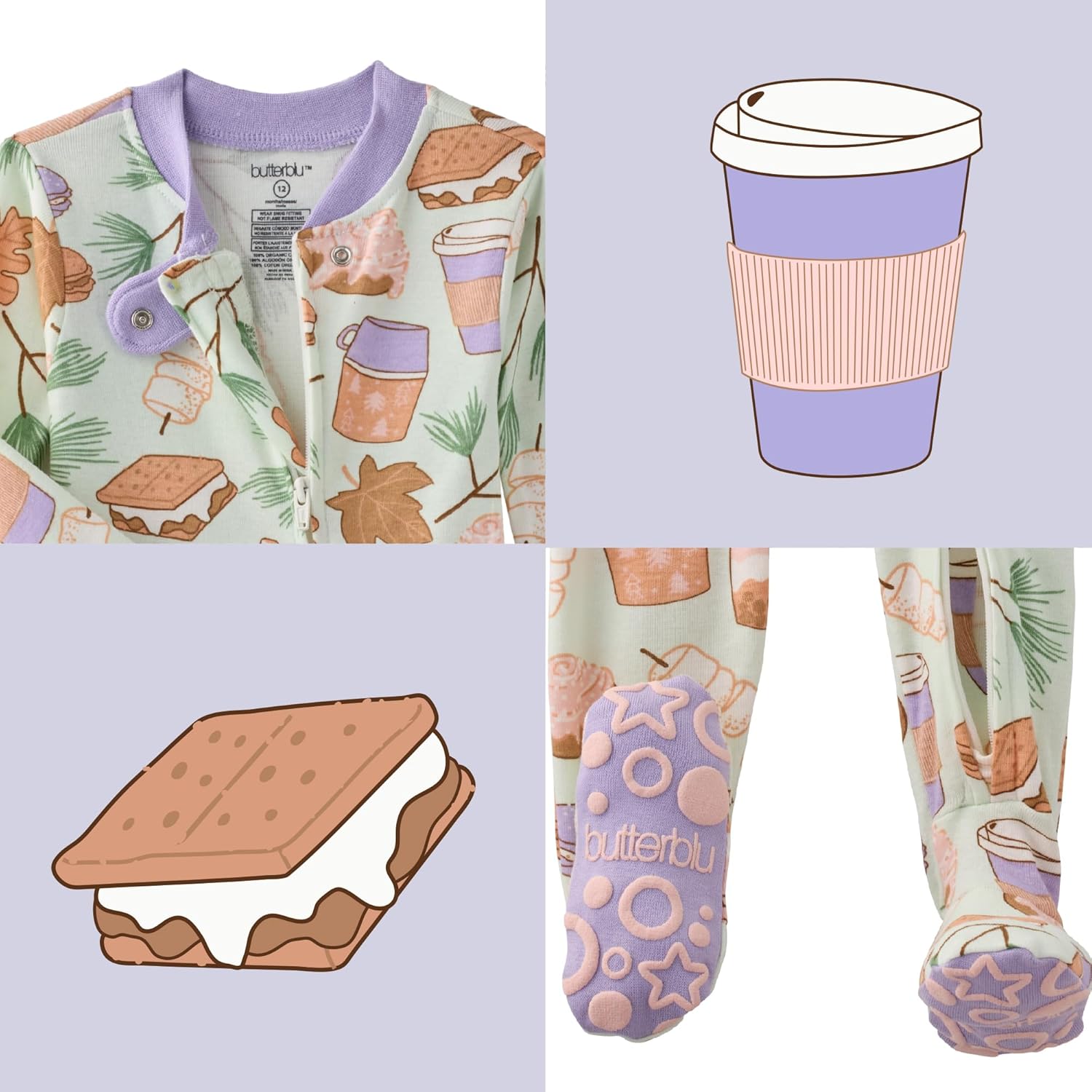 baby-boys Cruz Snug-fit Footed Pajamas 100% Organic Cotton Zip Front Sleeper Pjs W/Grippers for Baby Boys - Image 4