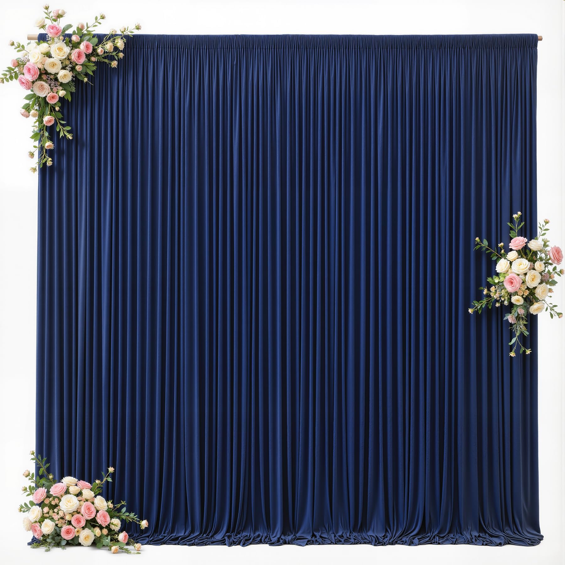 Navy Blue Backdrop Curtains 12 ft X 10 ft Wrinkle Free Polyester Fabric Photo Backdrop, 2 Panels 12ft X 5ft Navy Blue Drapes for Birthday Party, Wedding, Photography Background Decorations