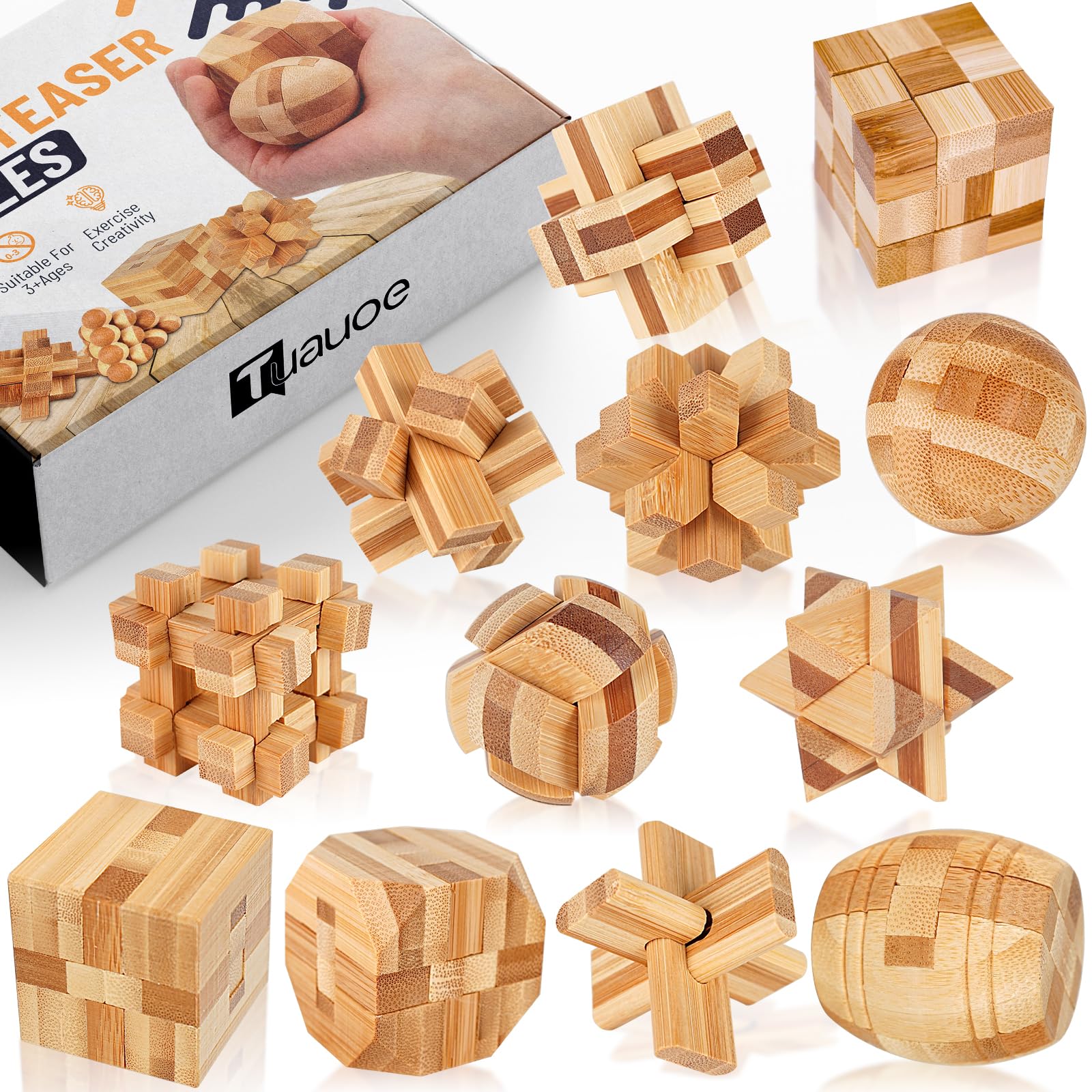 Amazon.com: Tuauoe Wooden Brain Teaser Puzzles, 12pcs 3D Brain