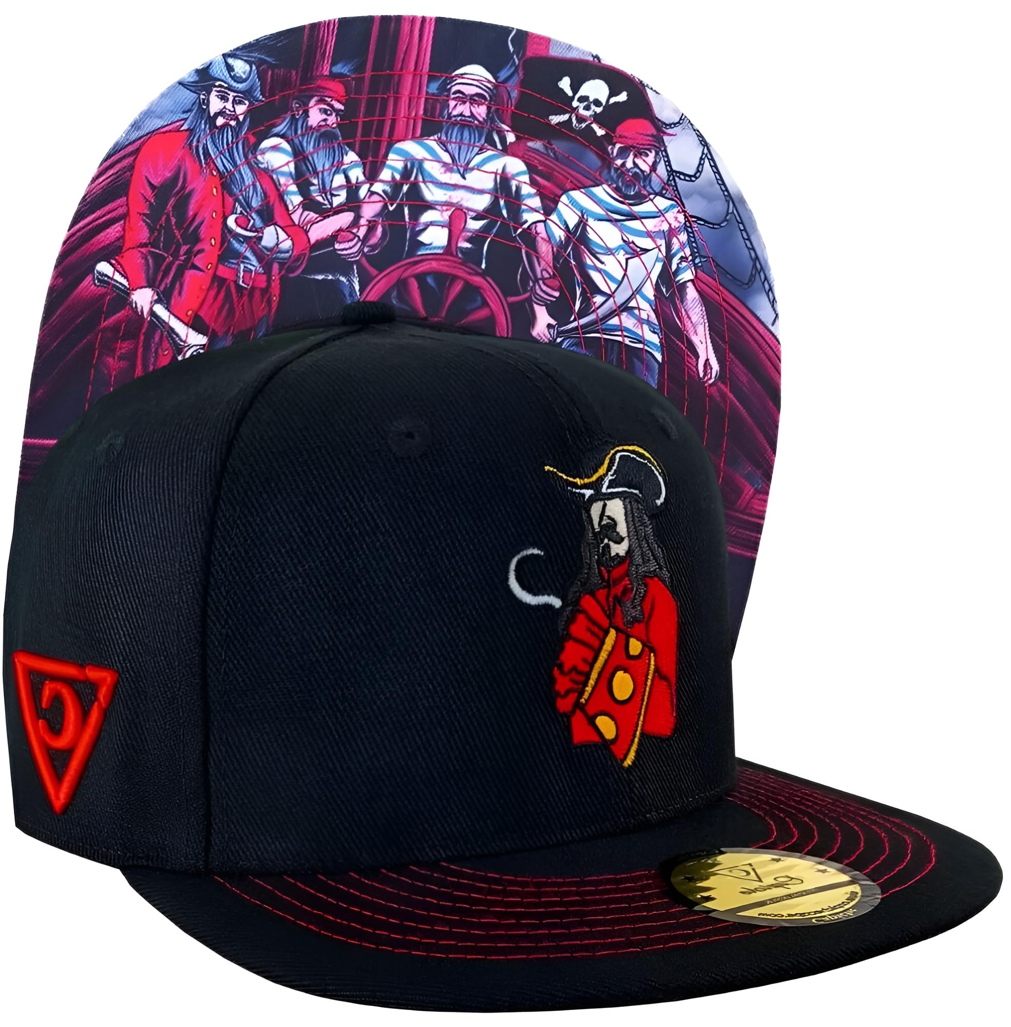 Capiche [99+ Variations] Black Pirate Hat, Pirates, Baseball Hat in and Red, Men, Womens Snapback Cap Captain, Skulls