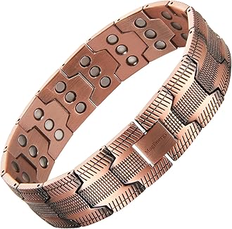 - MagEnergy Copper Bracelet for Men, 3-Row Magnet Design, Ultra Strength Magnetic Bracelet 99.99% Pure Copper Wristband Adjustable Jewelry Gift with Sizing Tool