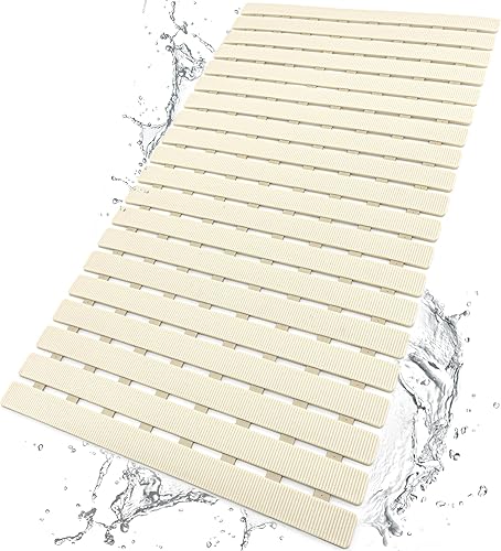 BEMISO - Tapete de ducha antideslizante con ventosas y agujeros de drenaje, 27.5 x 15.7 pulgadas para bañera y ducha, fácil de secar, fácil de