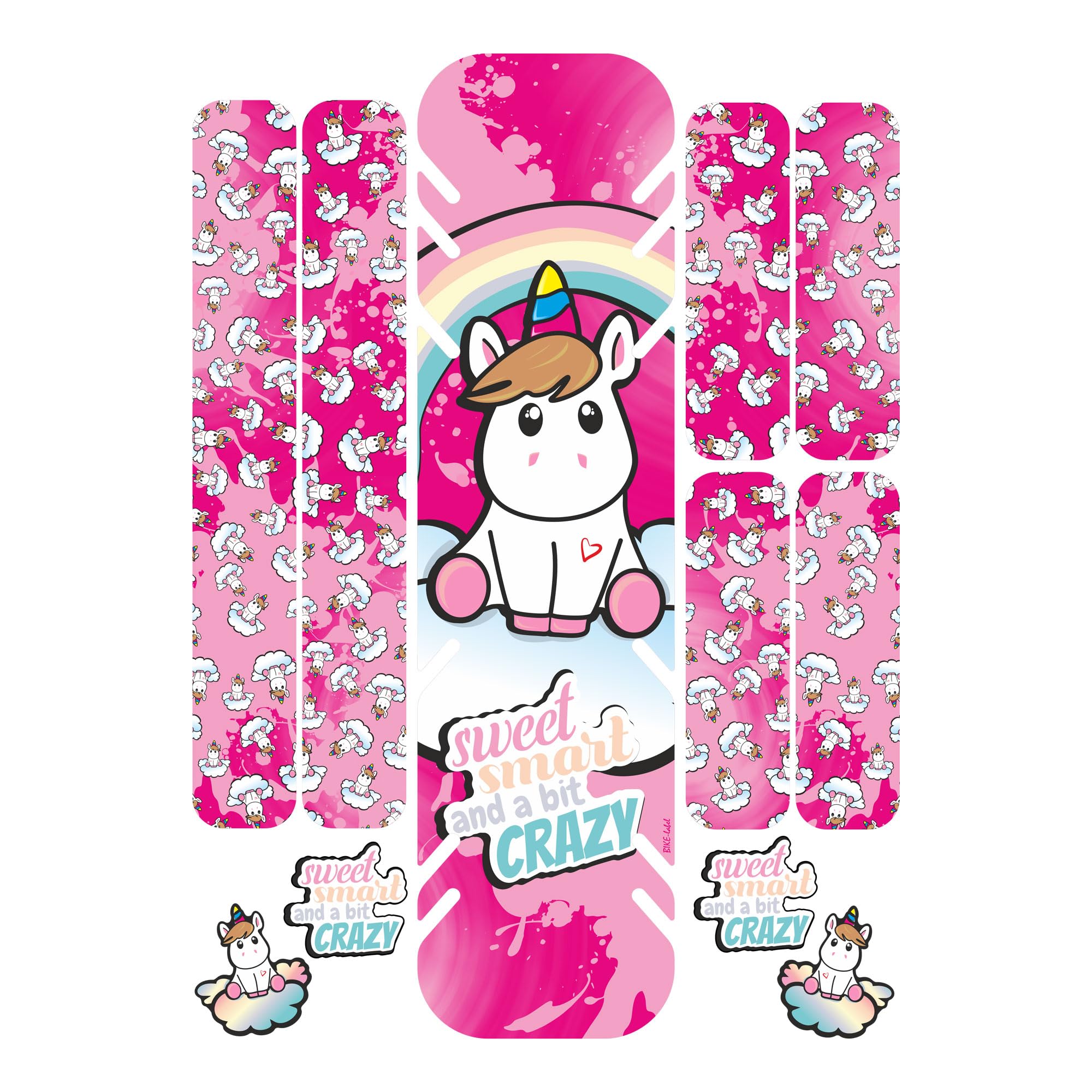 BIKE-label X400136VA Lot d'autocollants pour vélo électrique Motif licorne Rose Taille XL