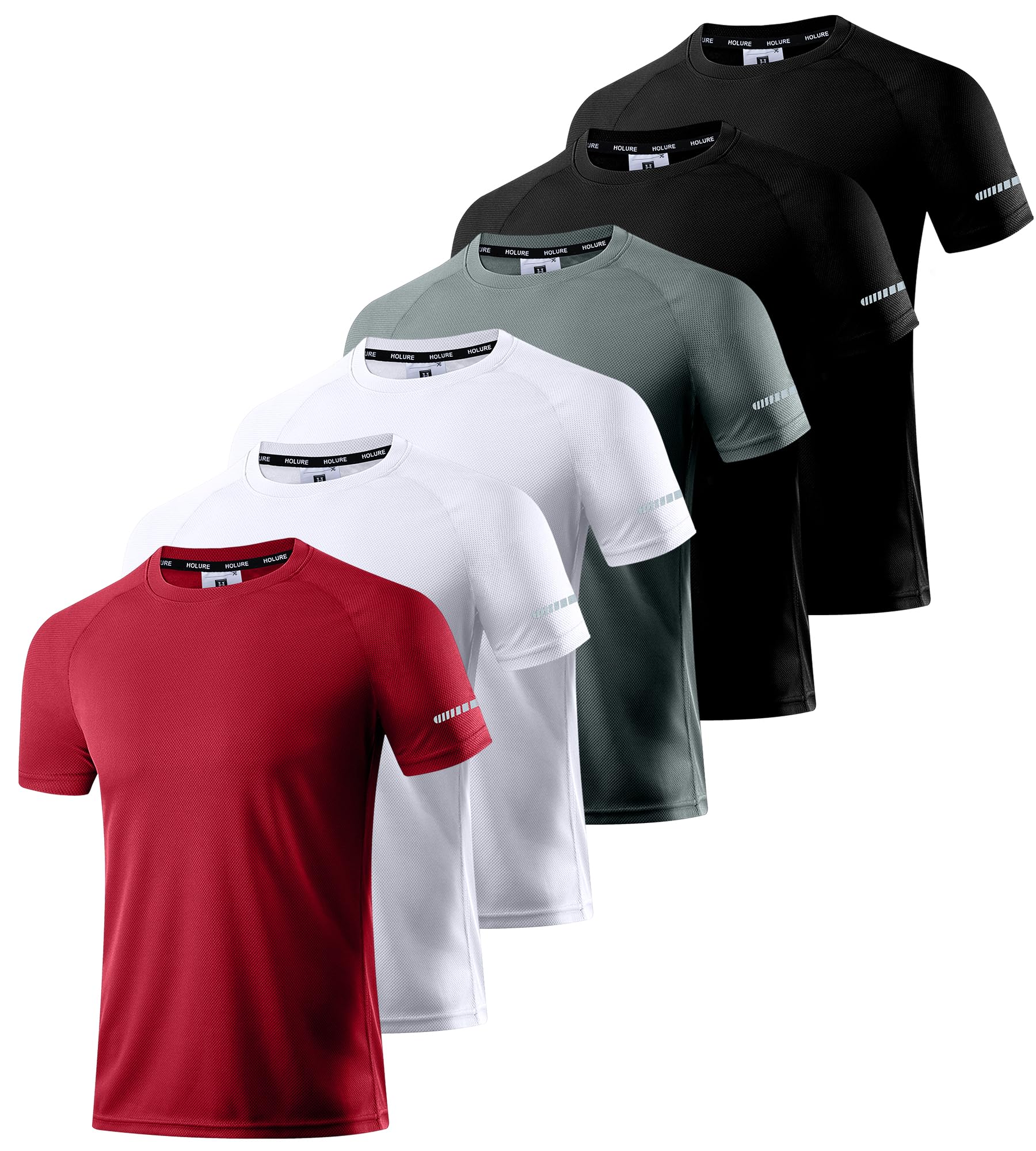 Herren Activewear T-Shirts 1/3/4/5/6er Pack | Slim Fit Sport Shirts | Atmungsaktiv, Schnelltrocknend & Leicht | mit Reflektierenden Details für Fitness, Laufen & Training