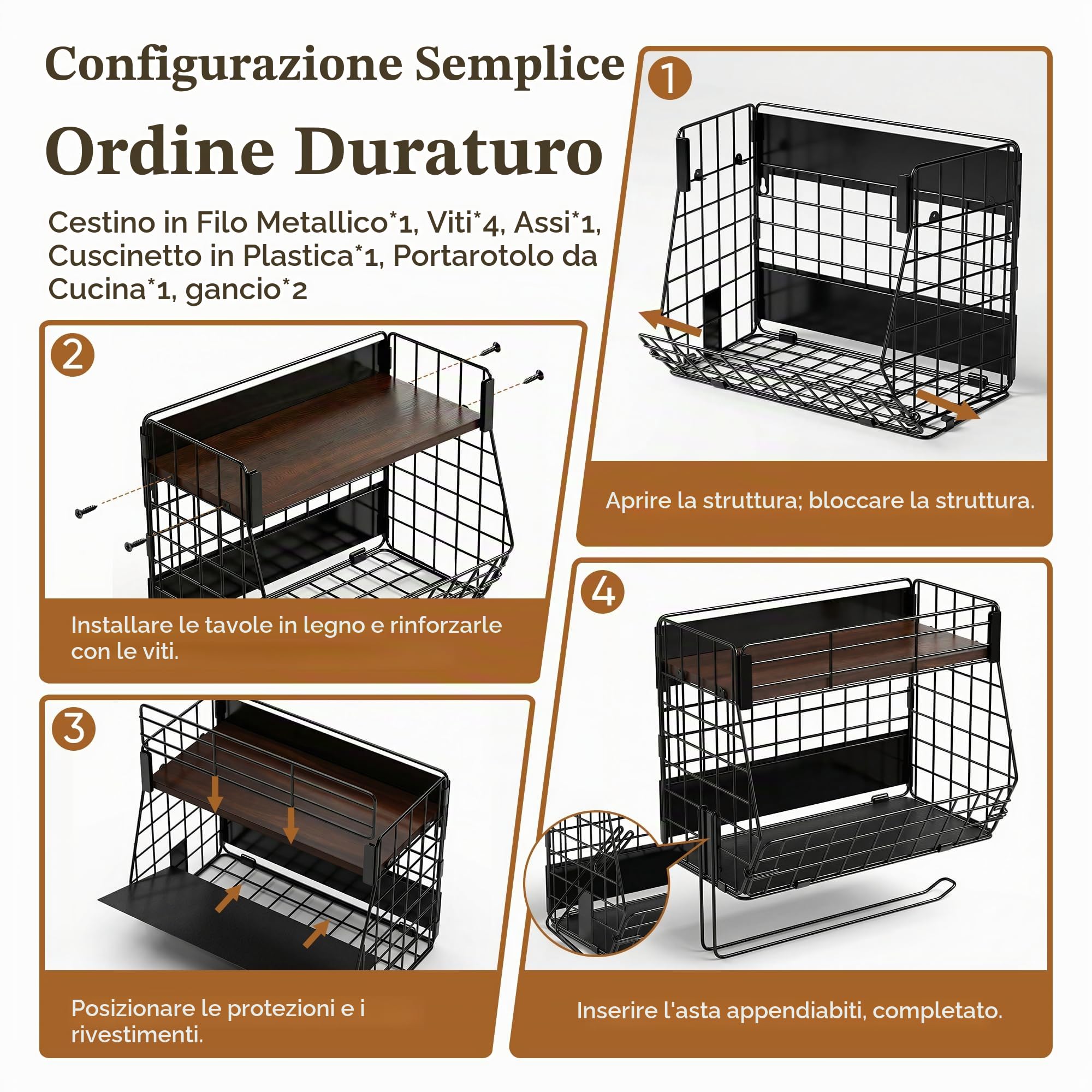 Mensola magnetica per frigorifero con porta carta, bidoni per frutta, patate e cipolle, organizer per dispensa e stoccaggio, grande contenitore magnetico portaspezie per frigorifero, bancone