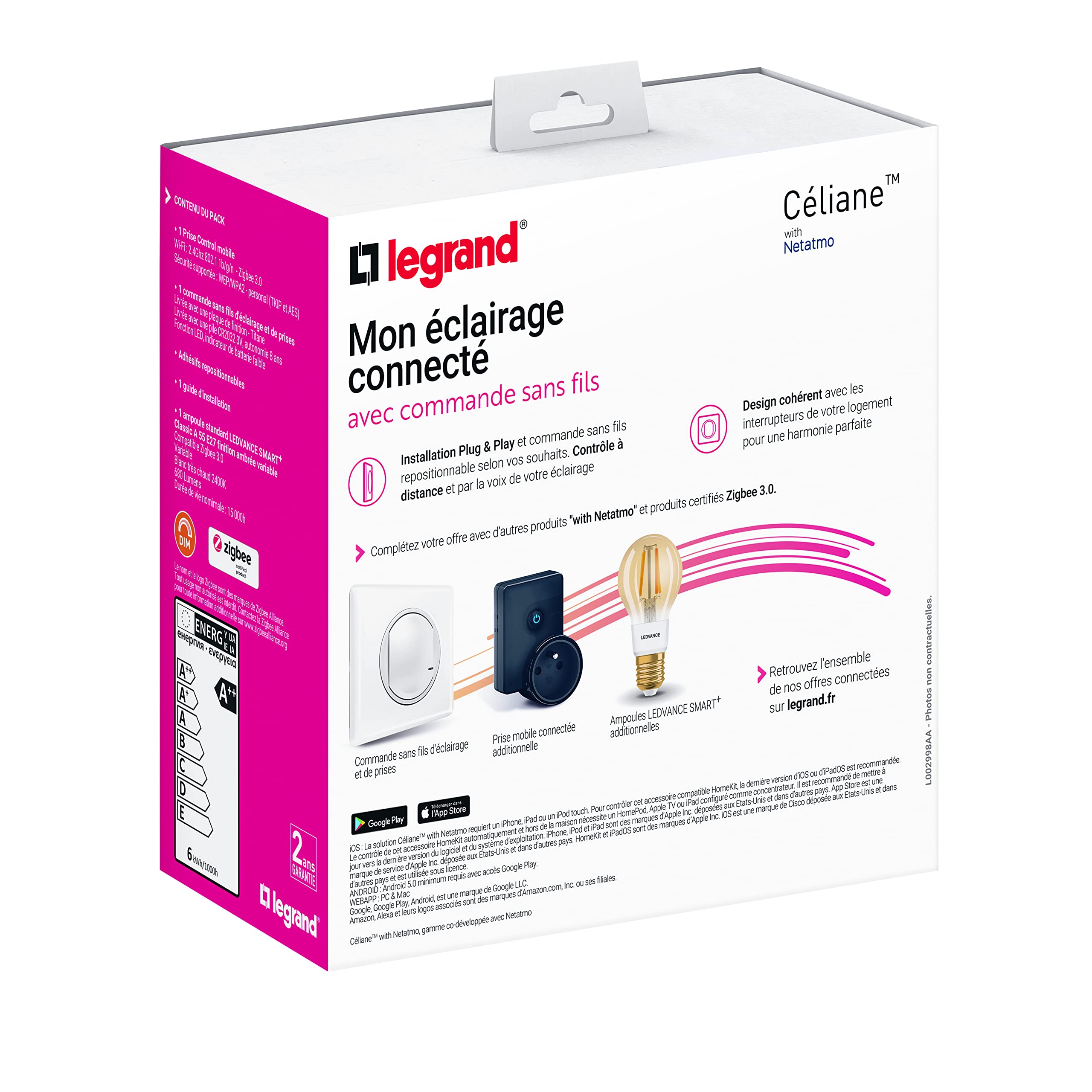 Pack démarrage logement connecté - avec Ampoule Vintage E27 - Blanc - Pack Dem Plug/Play Vin Ti - 199112 Legrand