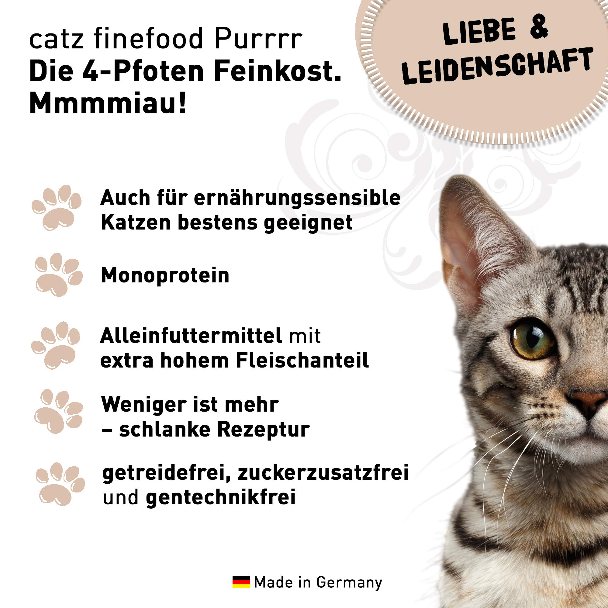 catz finefood Purrrr Lamm Monoprotein Katzenfutter nass N° 111,70% Fleischanteil, 6 x 800 g Dose & Purrrr Huhn Monoprotein Katzenfutter nass N° 103, 70% Fleischanteil, 6 x 800g Dose