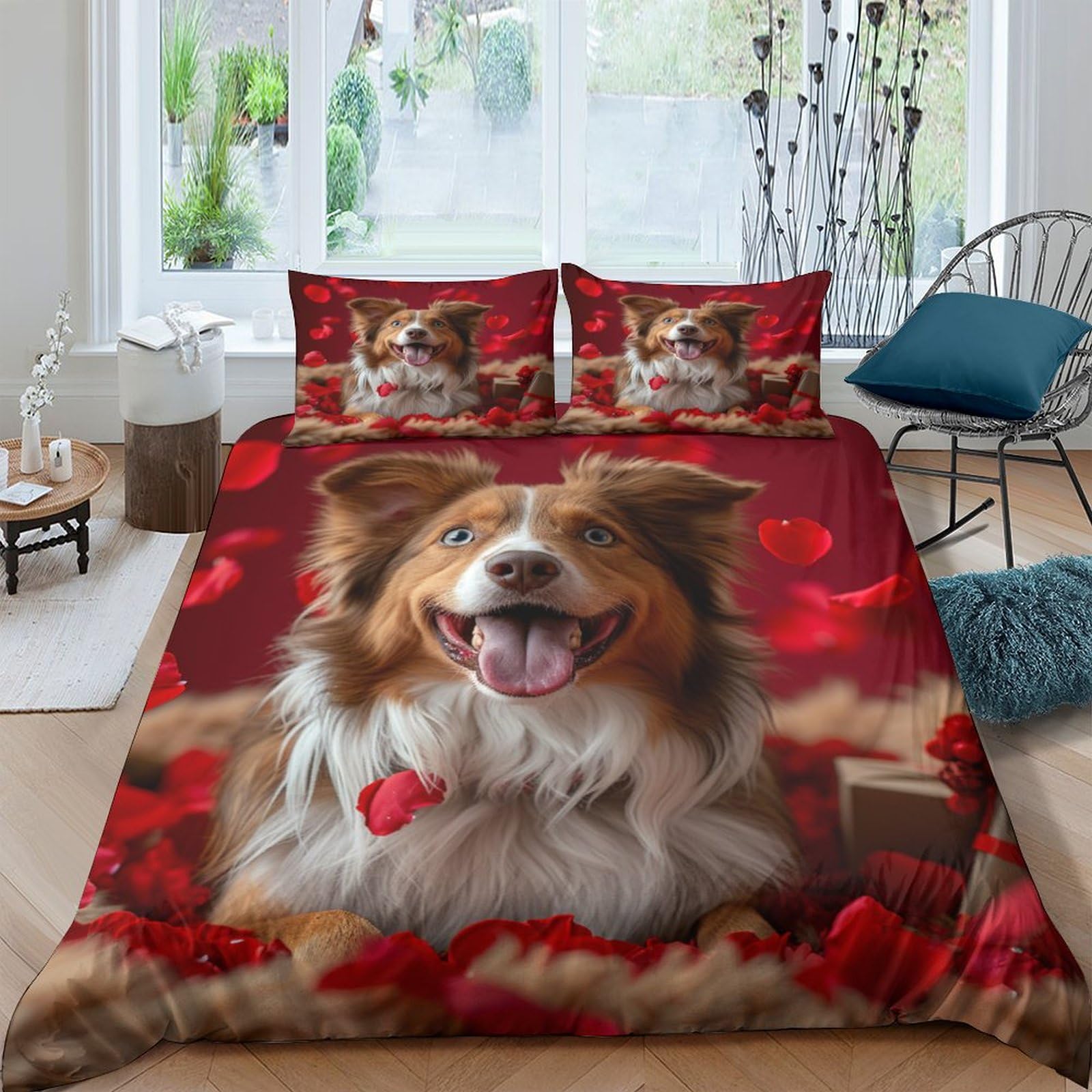 Parure de lit imprimé 3D moutons chien housse de couette microfibre respirante 200x200