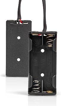 Triple-A Battery Connectors, 2 Slot Hard-Shell AAA Battery Holders with Insulated Wire Leads - 2 Pieces