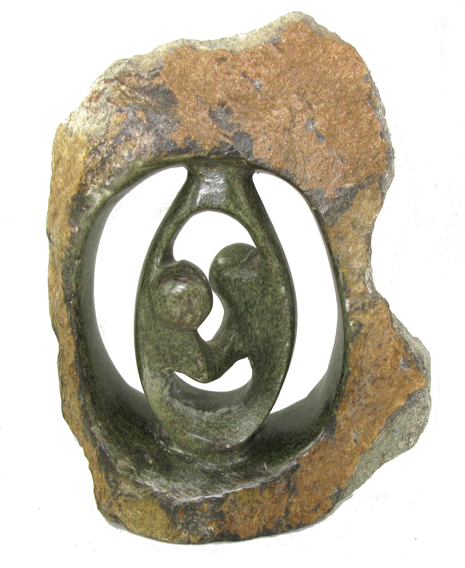 The Friendly Trading Co Grey African Shona Sculpture In Serpentine Dancing Lovers Eternal Love Dancers 7 Inch / 17 Cm African Art