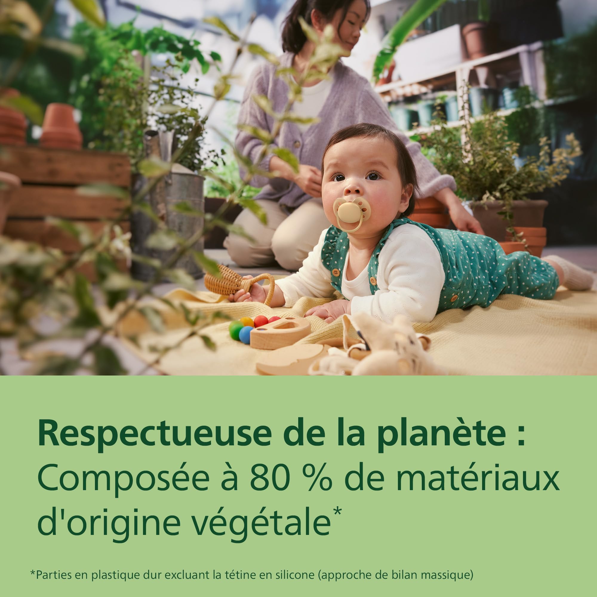 Philips Avent sucettes ultra-douces - Tétine orthodontiques, pour bébés de 6 à 18 mois, collerette souple, en silicone d'origine végétale, sans BPA, avec 2 étuis de stérilisation, lot de 4, SCF091/53