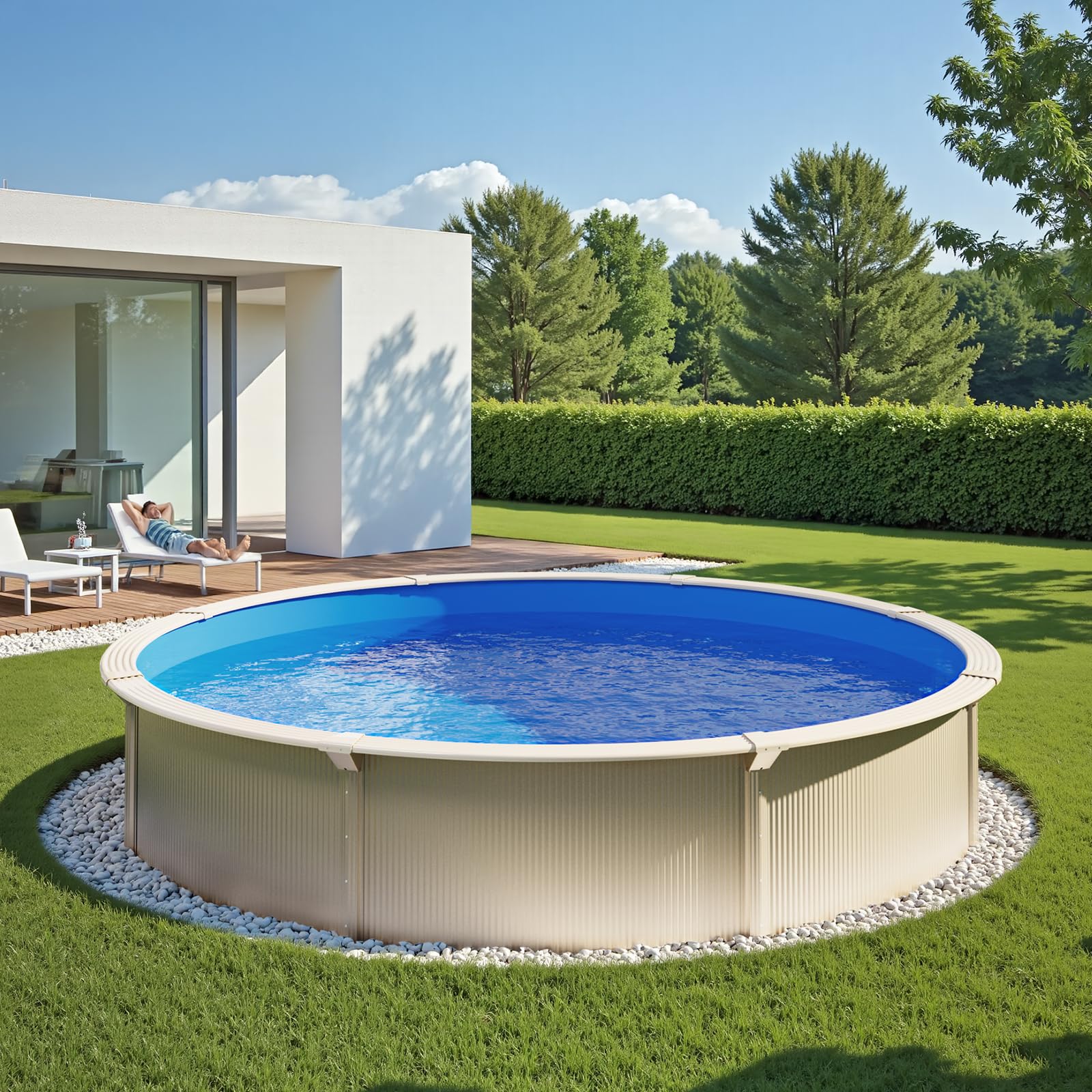 VEVOR Revestimiento para Piscina Redonda 350 cm Calibre Estándar Revestimiento de Vinilo para Piscina de Altura de Pared de 120 cm Revestimiento de Repuesto para Piscinas Elevadas, Color Sólido