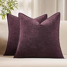 JUSPURBET 18x18 Pillow Covers Set of 2 Decorative Throw Pillow Covers Case for Couch Sofa Bed Soft Chenille Cushion Covers with Hidden Zipper for Home Decor Living Room,Eggplant