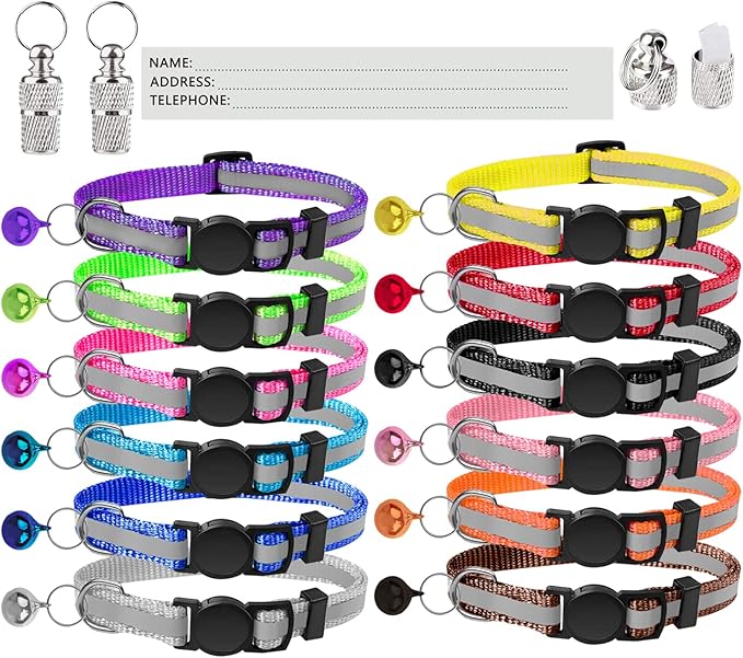 14 PCS Puppy ID Collars,Breakaway Cat Collars , with Bells