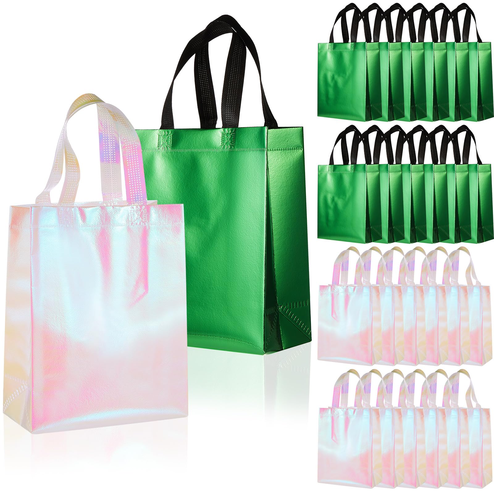 Honeydak 24 Pcs Pink and Green Party Decorations Witch and Princes Birthday Party for Women Shiny Green and Pink Gift Bags Bulk Treated Candy Goodie