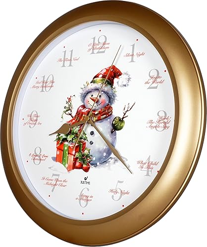 Vista 50 de JUSTIME Reloj de pared de caoba de 14 pulgadas con 12 villancicos de Navidad, elegancia atemporal Wsh Caoba