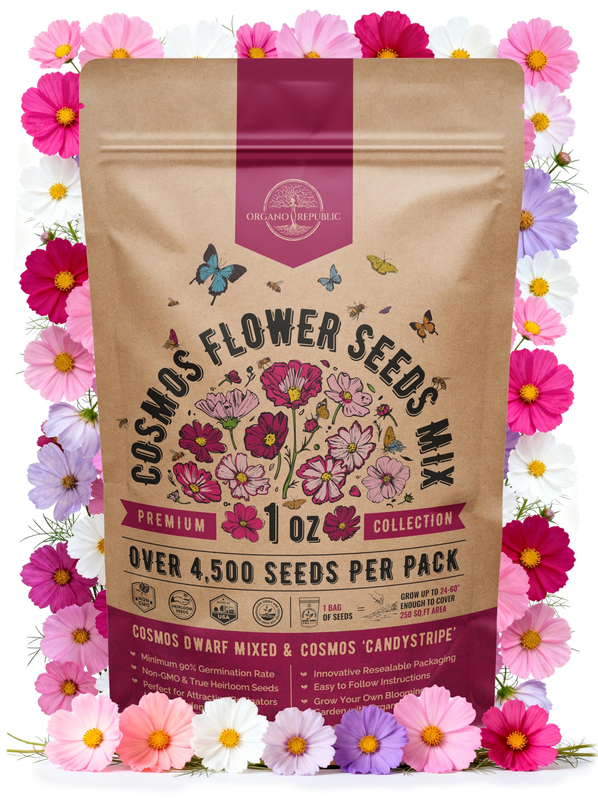Organo Republic Cosmos Flower Seeds Pack