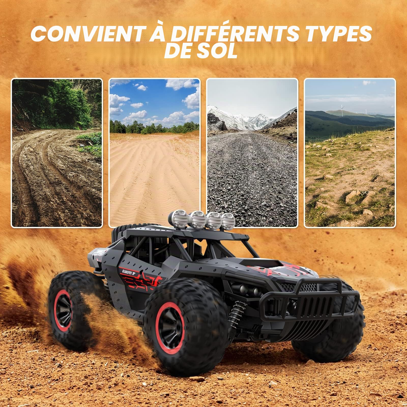 Voiture télécommandée 2,4 GHz Deux Batteries de 70 Minutes | Haute Vitesse Hors Route véhicule 25 KM/H RC Voiture 1:16, Parfait Cadeau pour Les Enfants et Les Adolescents