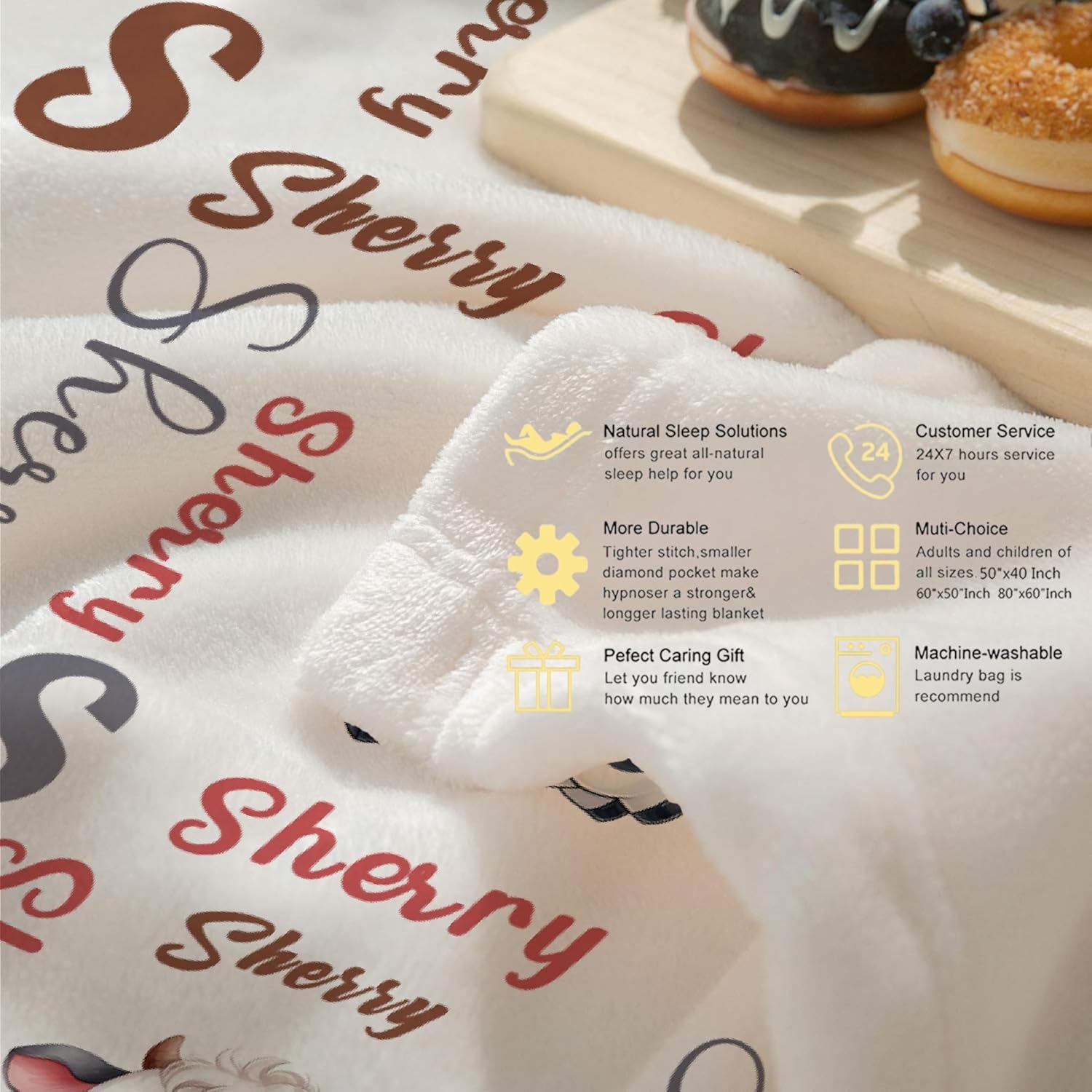 Custom Cow Baby Blanket with Name, Personalized Gift for Boy Girl, Cow Print Blanket for Kid Toddler Newborn, Crib Stroller Travel Bed 90"x120"