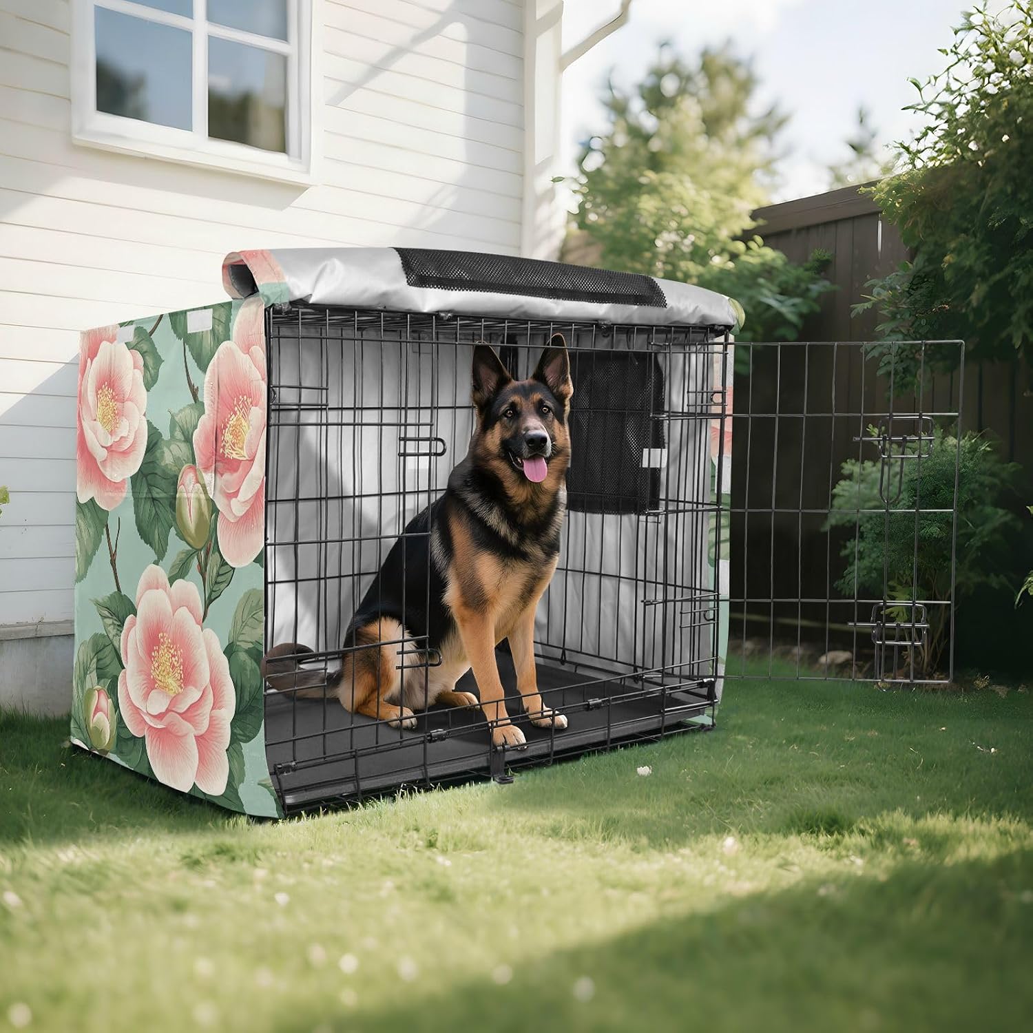 Beauty Spring Flowers Rose Dog Crate Cover Kennel Covers Roller Shades