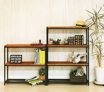 ガーデンガーデン アイアン*ウッド ディスプレイラック 4段 楽天市場】アイアン*ウッド 4段スリムシェルフ 幅86cm 奥行28cm