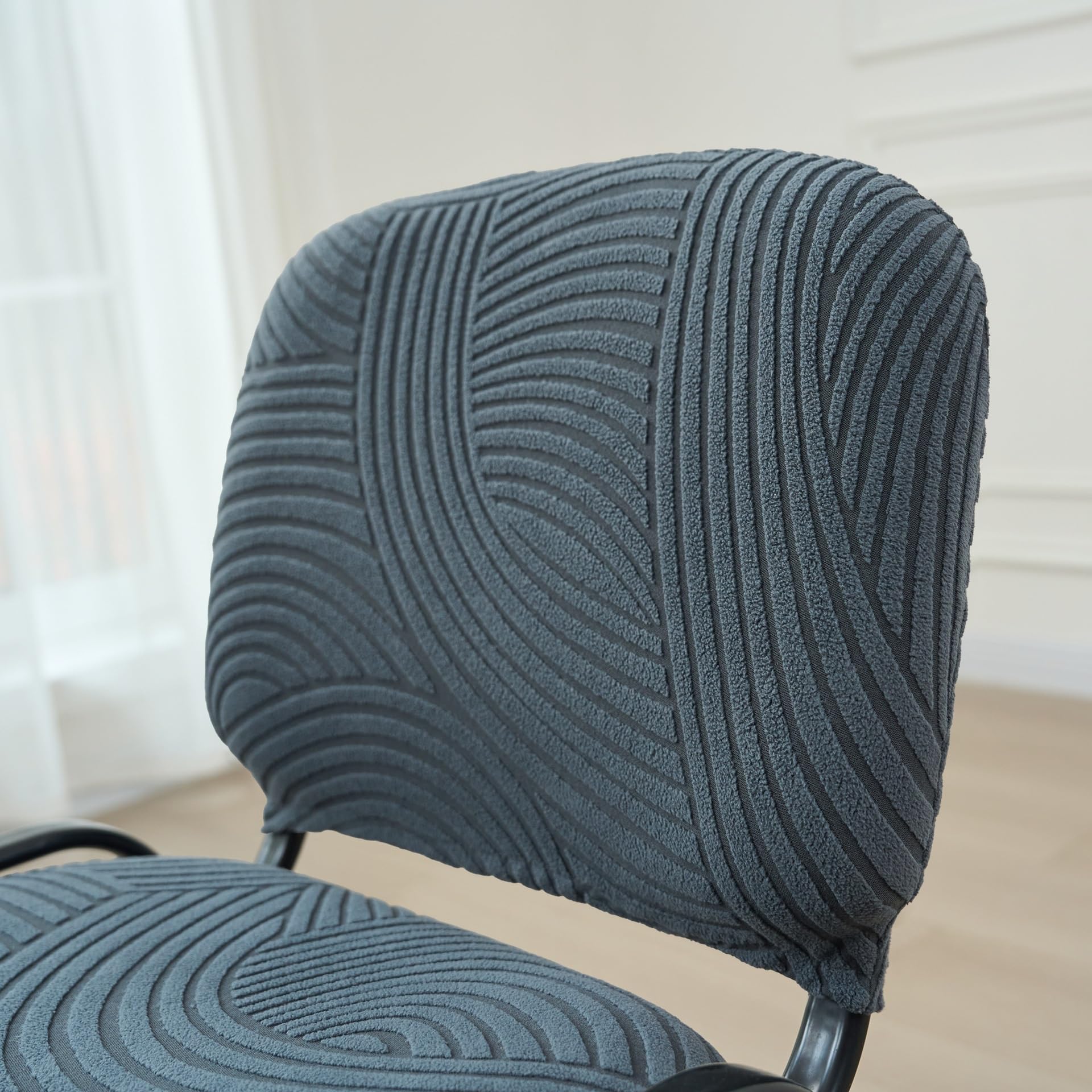 Armlehnenlose Büro Stuhlhussen Mit Blatt Jacquard Muster Zweiteilige Stuhlhussen Für Den Empfangsbereich Stretch-Stuhlhussen Für Esszimmerstühle Für Besprechungsräume(Beige 01,6PCS)