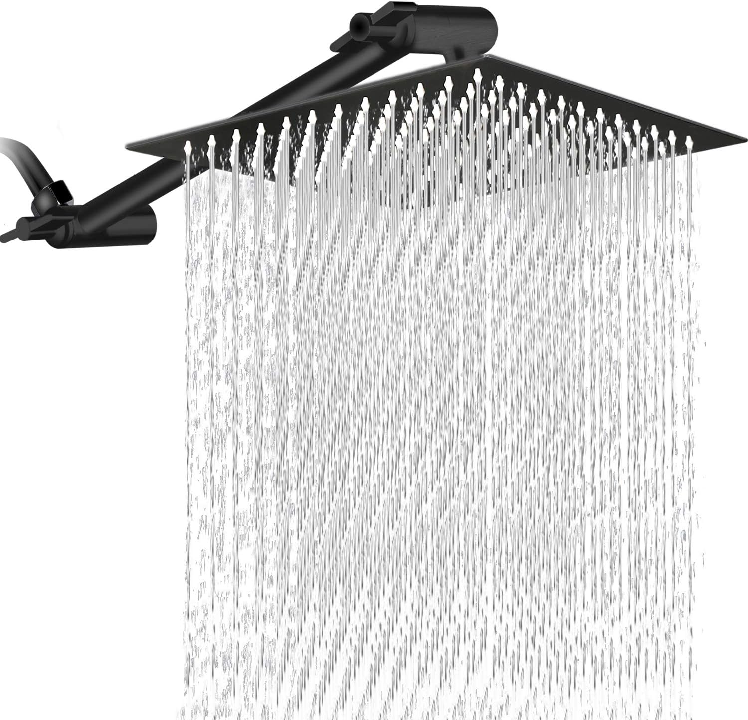 MeSun 10 Inch Square Rain Showerhead with 11 Inch Adjustable Extension