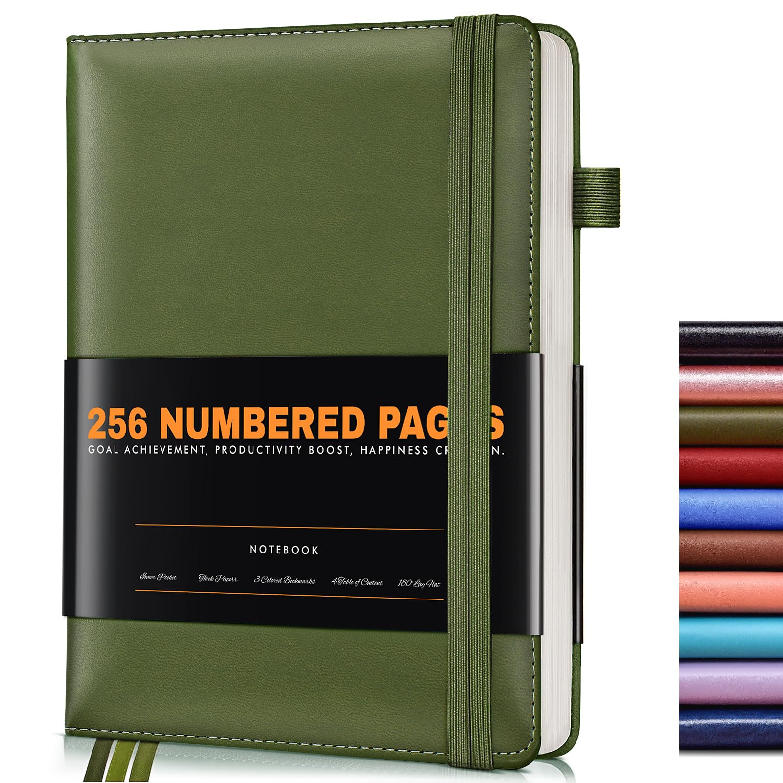 Lined Journal Notebook for Women Men, 256 Numbered Pages Hardcover Leather Journals for Writing, A5 Journaling Notebooks, College Ruled Journal for