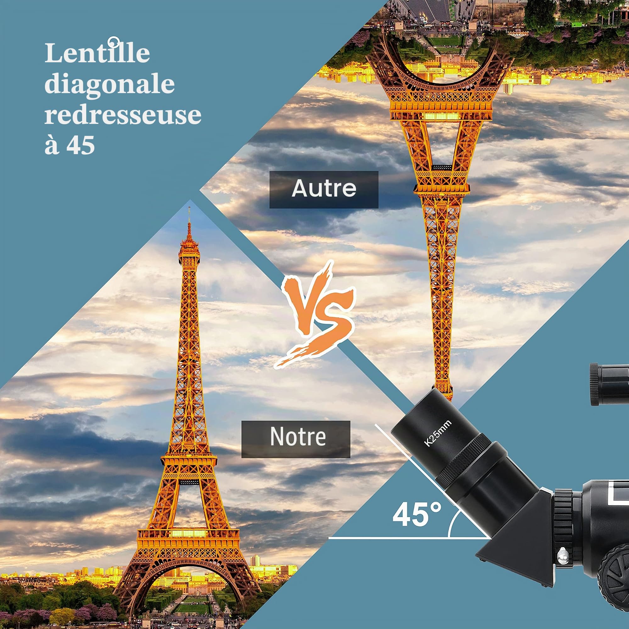 Aomekie Télescope Astronomique Adulte 400/70mm Lunette Astronomique Réfracteur avec Adaptateur de Téléphone Trépied Ajustable et Chercheur pour Débutants (40070 avec Sac)