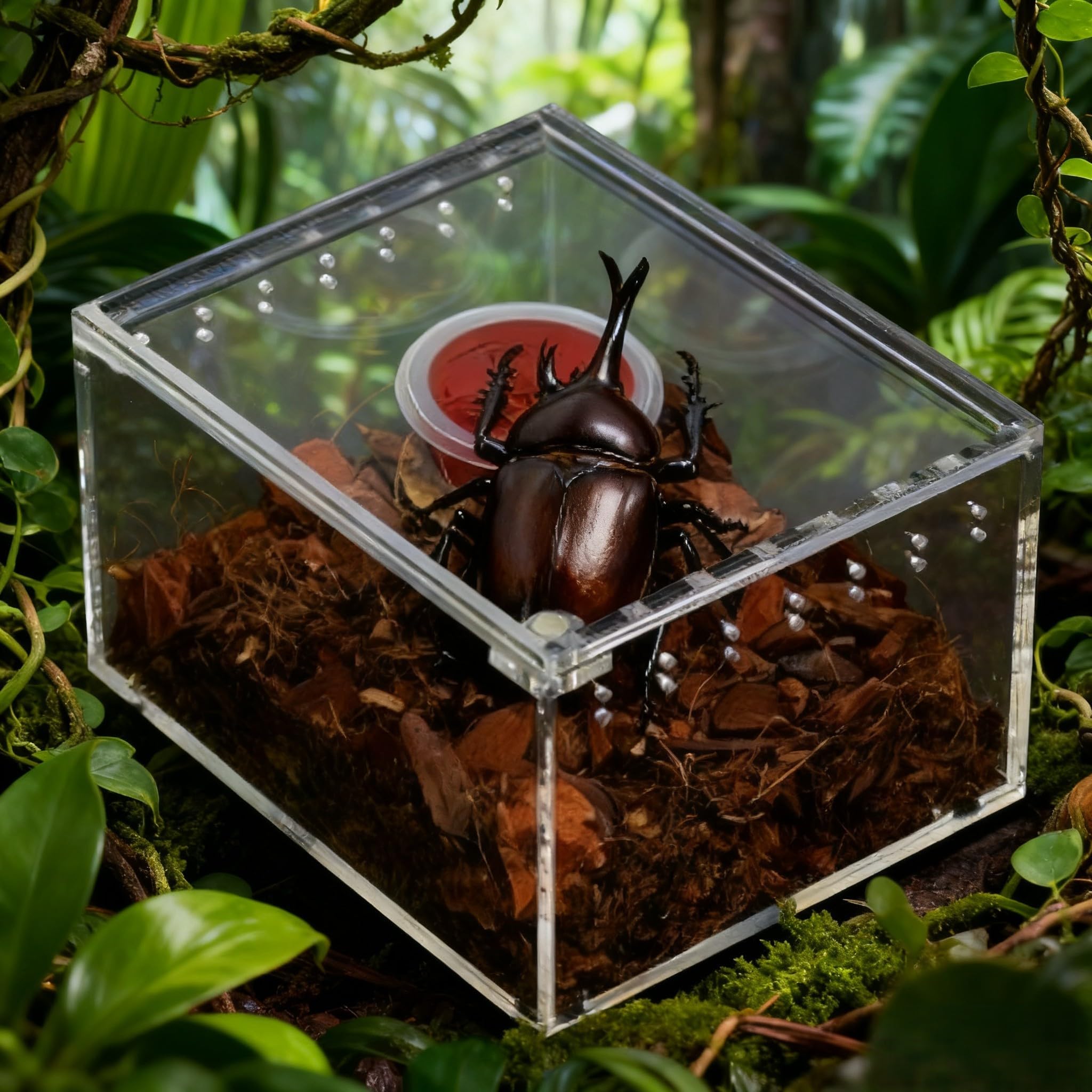 360 Degree View Acrylic Larva Breeding Box with Secure Sliding and Magnetic Lid for Housing Reptiles, Spiders, and Insects