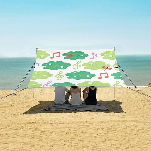 Miniatura 5 de Tienda de campaña de playa con diseño colorido de hojas de verano, UPF50, toldo ligero para exteriores con bolsillos de arena para viajes de