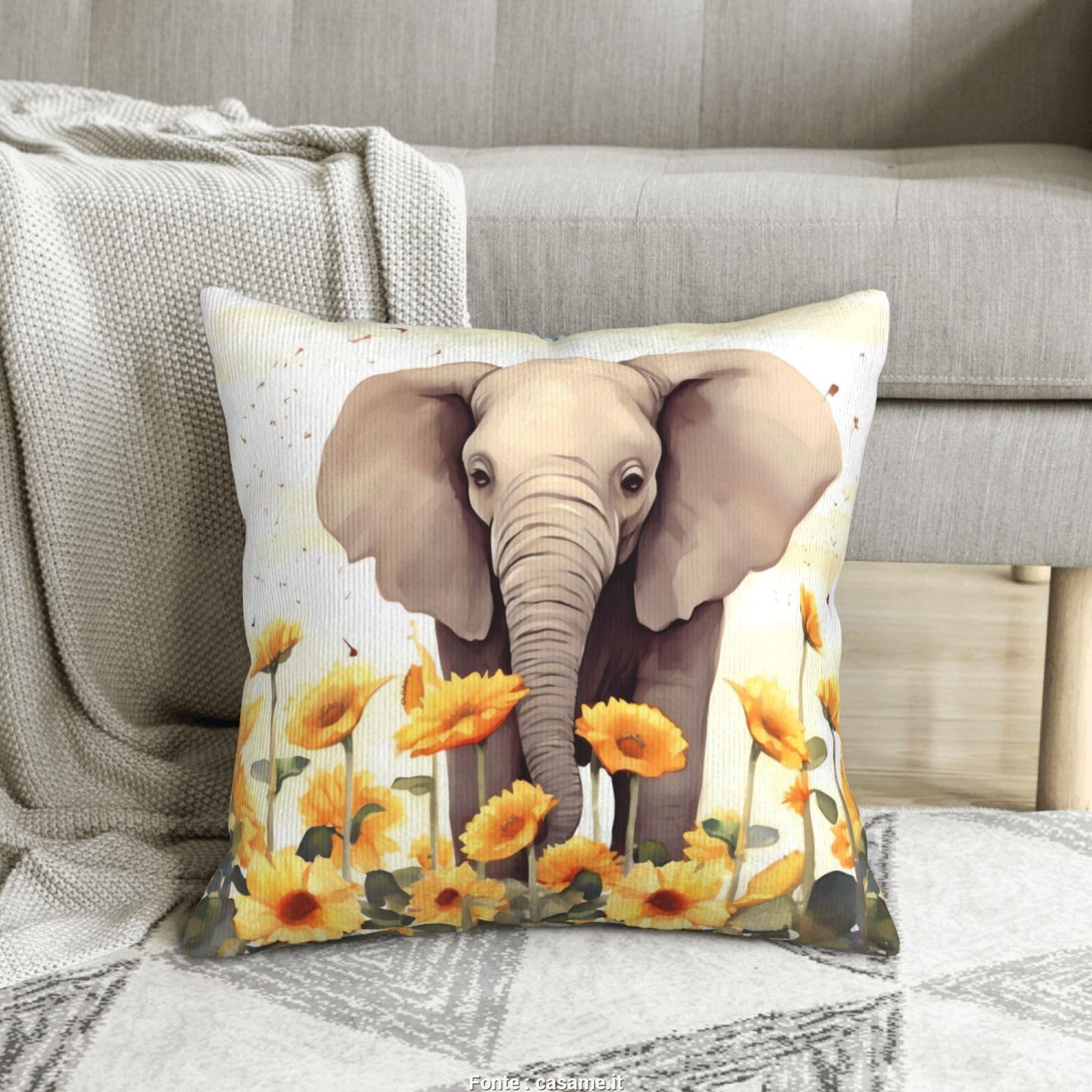Housses de coussin en velours côtelé éléphant salon lit