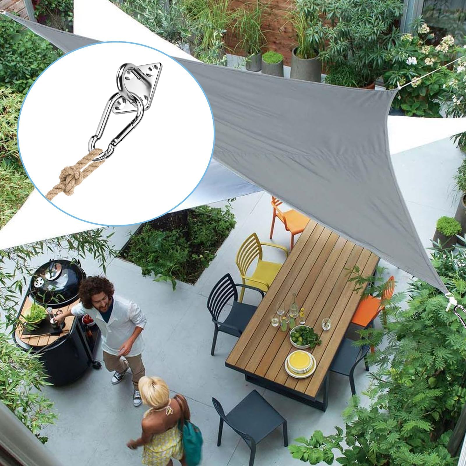 SWTYExt Anclajes Toldo M5 Mosquetón de Acero y Placa de Ojo de Acero Inoxidable con Fijación Alcayatas Pared Ganchos de Techo para Silla Colgante Hamaca Yoga Columpio