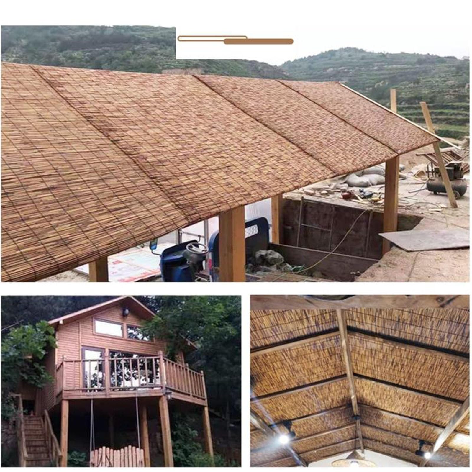 Ogrodzenie z trzciny bambusowej na zewnątrz, podwórko, patio, ochrona prywatności do ogrodu, ogrodzenie trzcinowe, na balkon, dekoracje domu, na patio, ekran, 91 x 610 cm