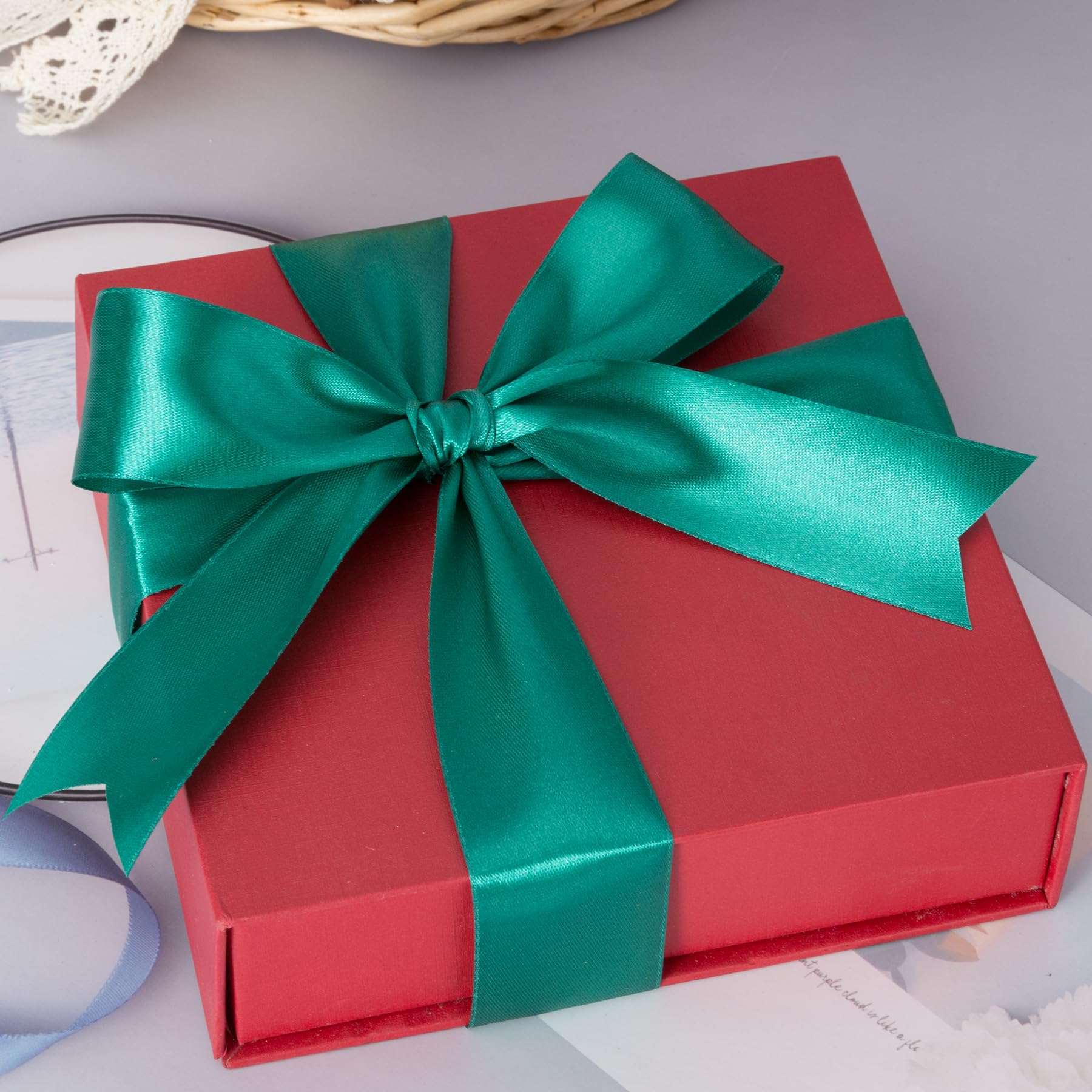 YASEO 1 Inch Teal Satin Ribbon - 50 Yards Solid Color Craft Ribbon For Gift Wrapping & Decor