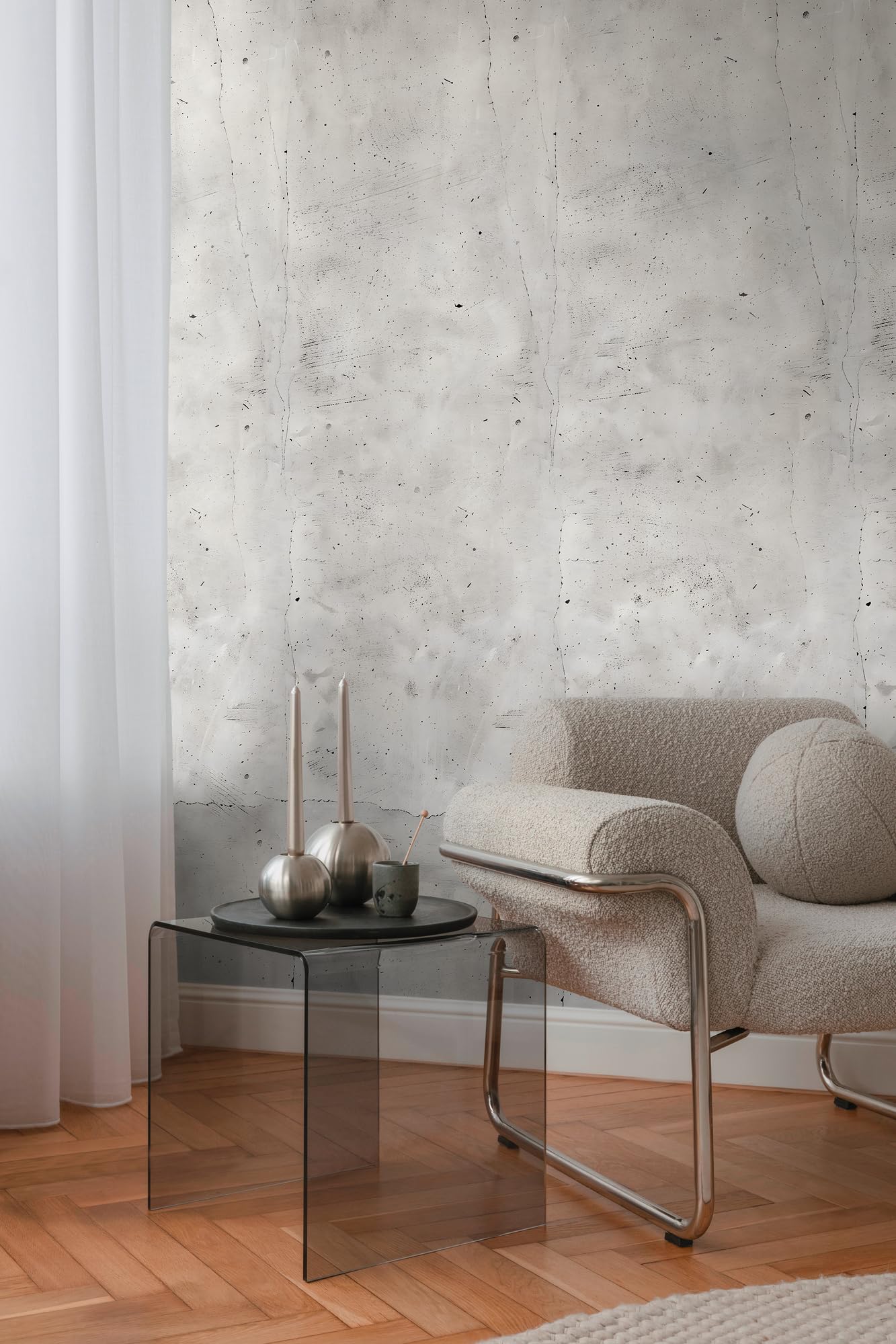 Livingwalls CosmoLiving Non-Woven Wallpaper Concrete Style in Grey, Black – 8,80 x 0,53 m Industrial Design Wallpaper by Cosmopolitan – 791552