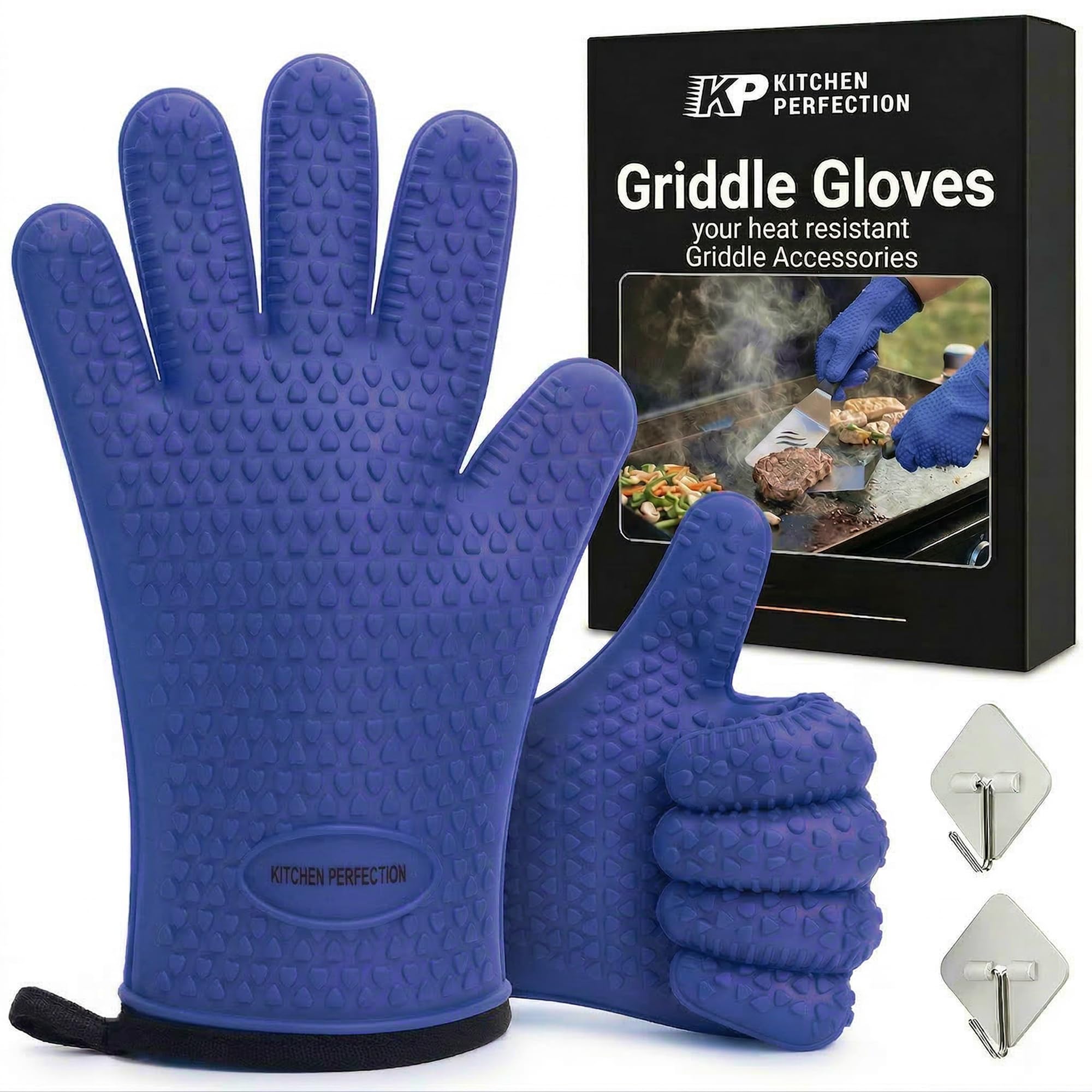 KITCHEN PERFECTION Silicone Griddle Grill Gloves Heat Resistant Oven Mitts