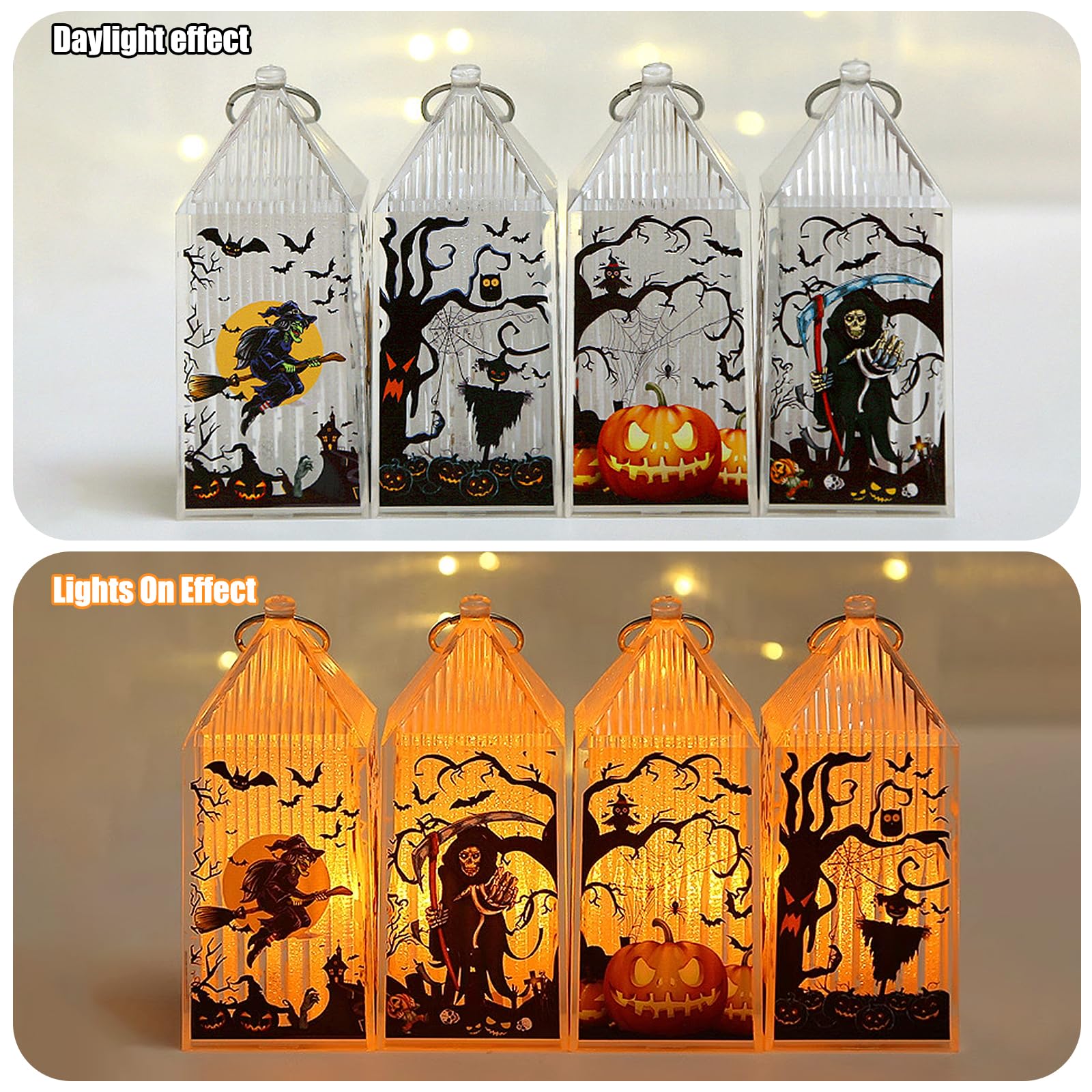4 Pièces Lanterne Décorative Pour Halloween, Ornements D Decoration De Lanterne Decoration De Chateau Pour Interieur Pelouse Tardin Et Fete 89567904