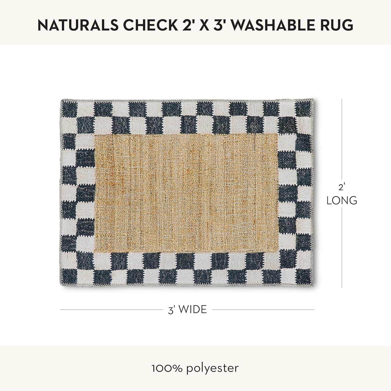 MACKENZIE-CHILDS Washable Rug, Decorative Indoor Rug, 2' x 3', Naturals Check