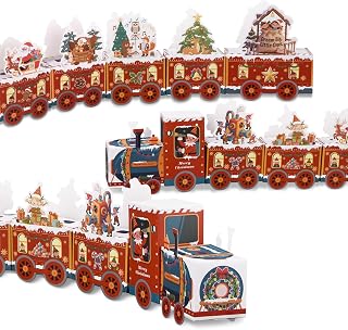 OBSEDE 2-Engine Train Advent Calendar, 24 Fillable Gift Boxes for Kids Christmas Countdown Decoration