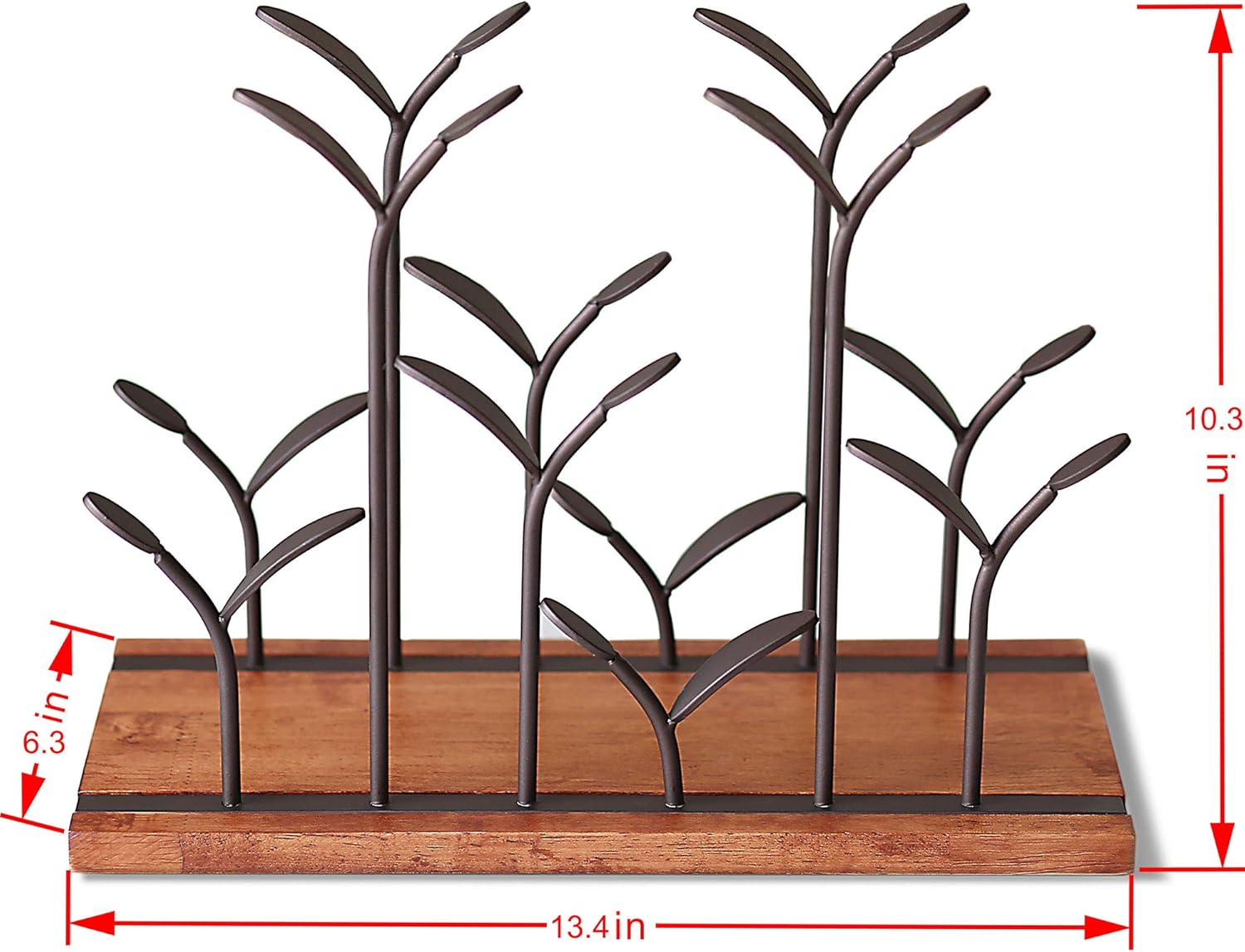 ALLCENER Countertop Bottle Rack, Tabletop Wood Bottle Holder, Hold 6 Bottles, Perfect for Home Decor & Kitchen Storage Rack, Bar, Cellar, Cabinet, Pantry, etc, Wood & Metal (Bronze)