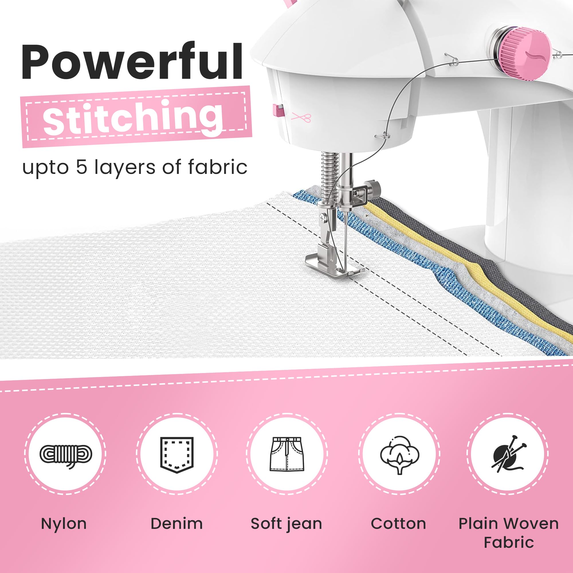 Electric Sewing Machine With Table Set, Mini Silai Machine For Home Tailoring, Stitching Machine With Foot Pedal, Adapter And Fully Loaded Sewing Kit — Amazon image 7