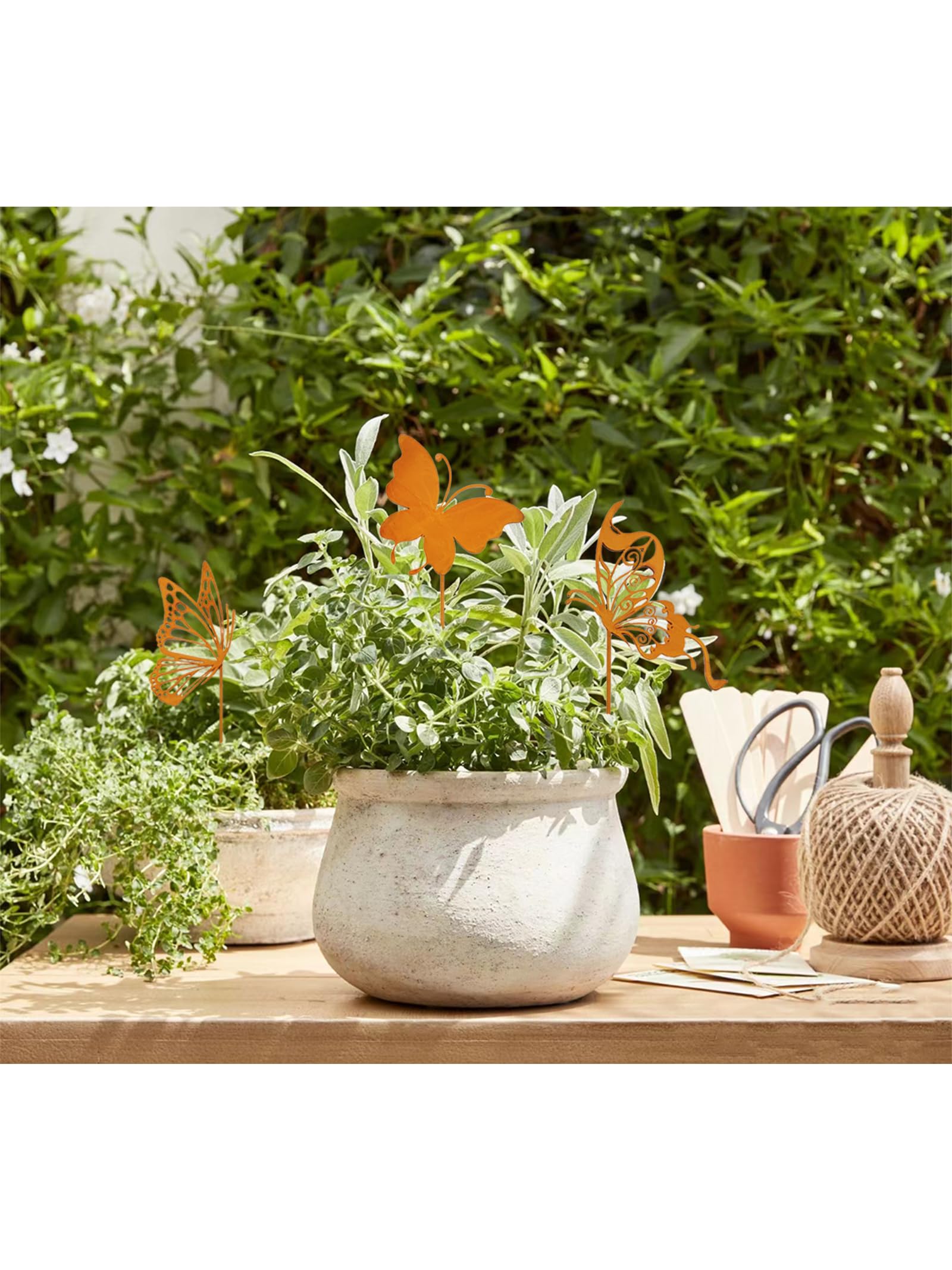 Ljevandria - Decorazione da giardino, motivo: farfalla, effetto ruggine, decorazione per giardino all'aperto, resistente agli agenti atmosferici, decorazione primaverile ed estiva, decorazione in