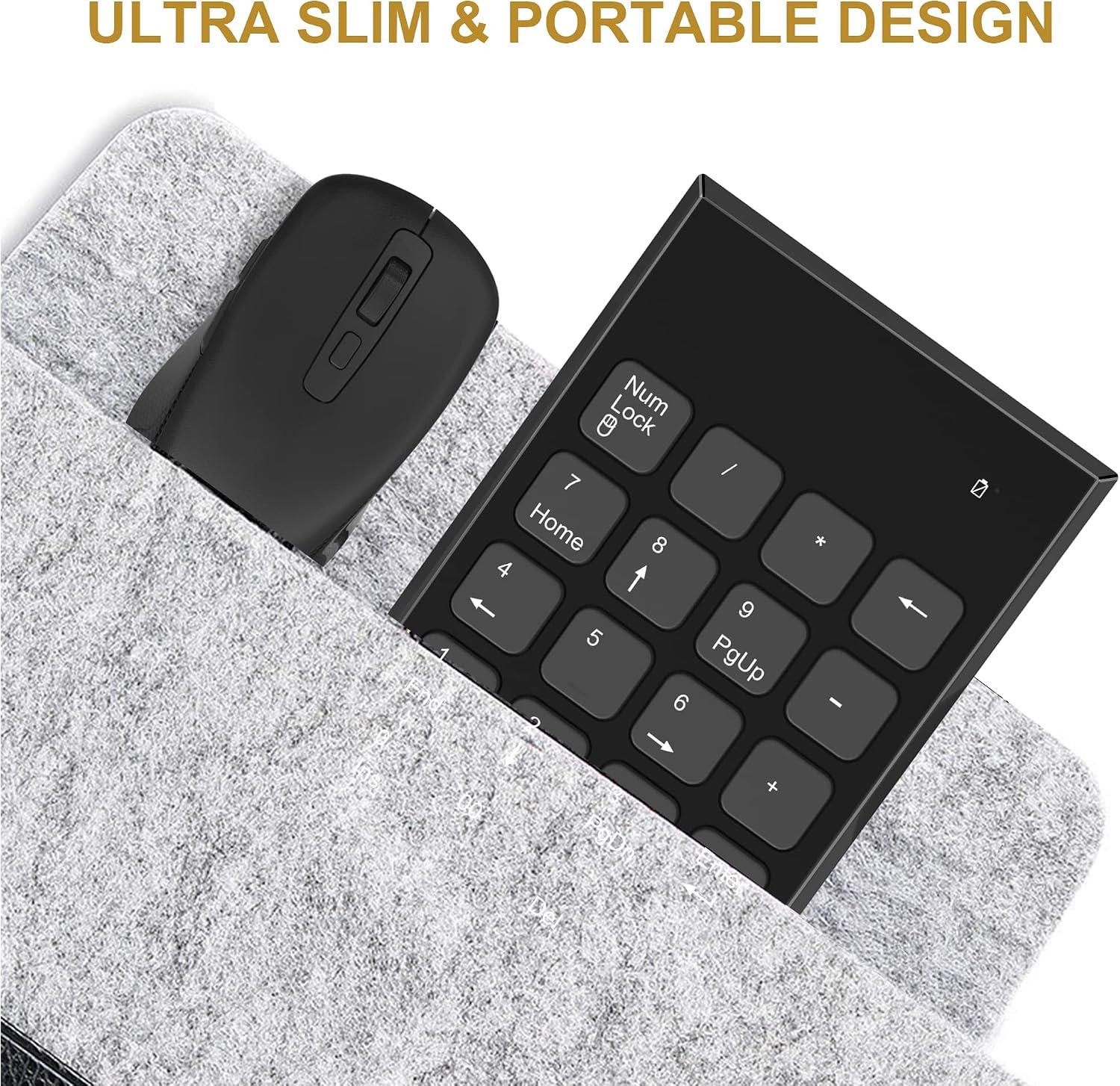 Wireless Numeric Keypad and Mouse Combo, 2.4 GHz Numeric Keypad Numpad 19 Keys, 3 Adjustable DPI Silent Mouse, Portable 10 Key for Laptop with Wireless Mouse Set for Laptop, PC, Desktop, Notebook