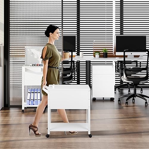 Miniatura 50 de MIIIKO Archivador de 3 cajones sobre ruedas, gabinete de archivos móvil para oficina en casa debajo del escritorio, archivadores de metal Negro