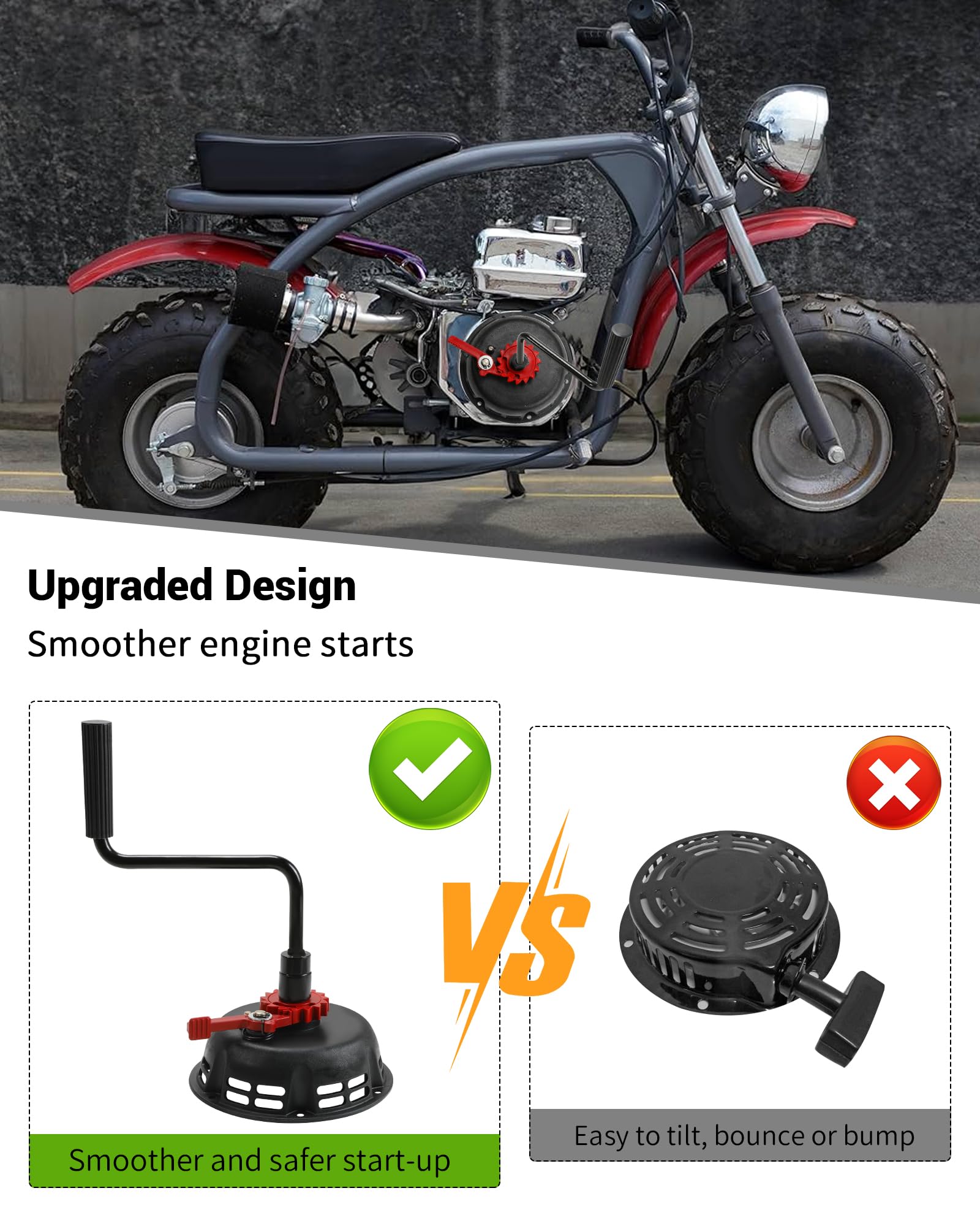 Conjunto de arranque de retroceso fácil y rápido mejorado compatible con Predator 212, Coleman CT200U 200cc B200R Mini Bike, cable de arranque Honda 6.5HP GX160 196 Hisun Engine KT196 Go Kart, negro